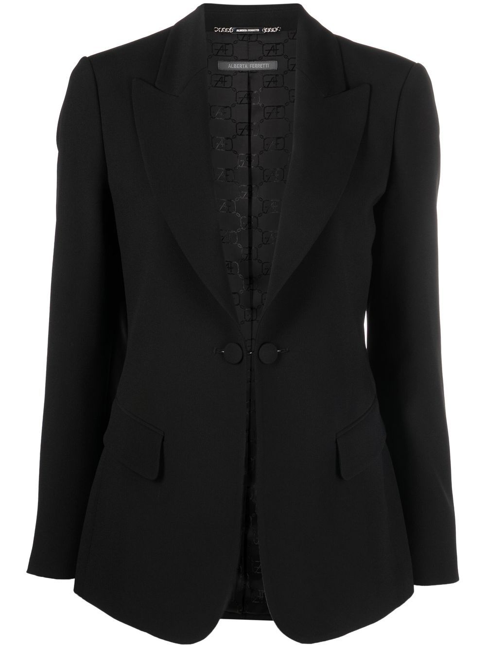 Alberta Ferretti 尖翻领单排扣西装夹克 - 黑色