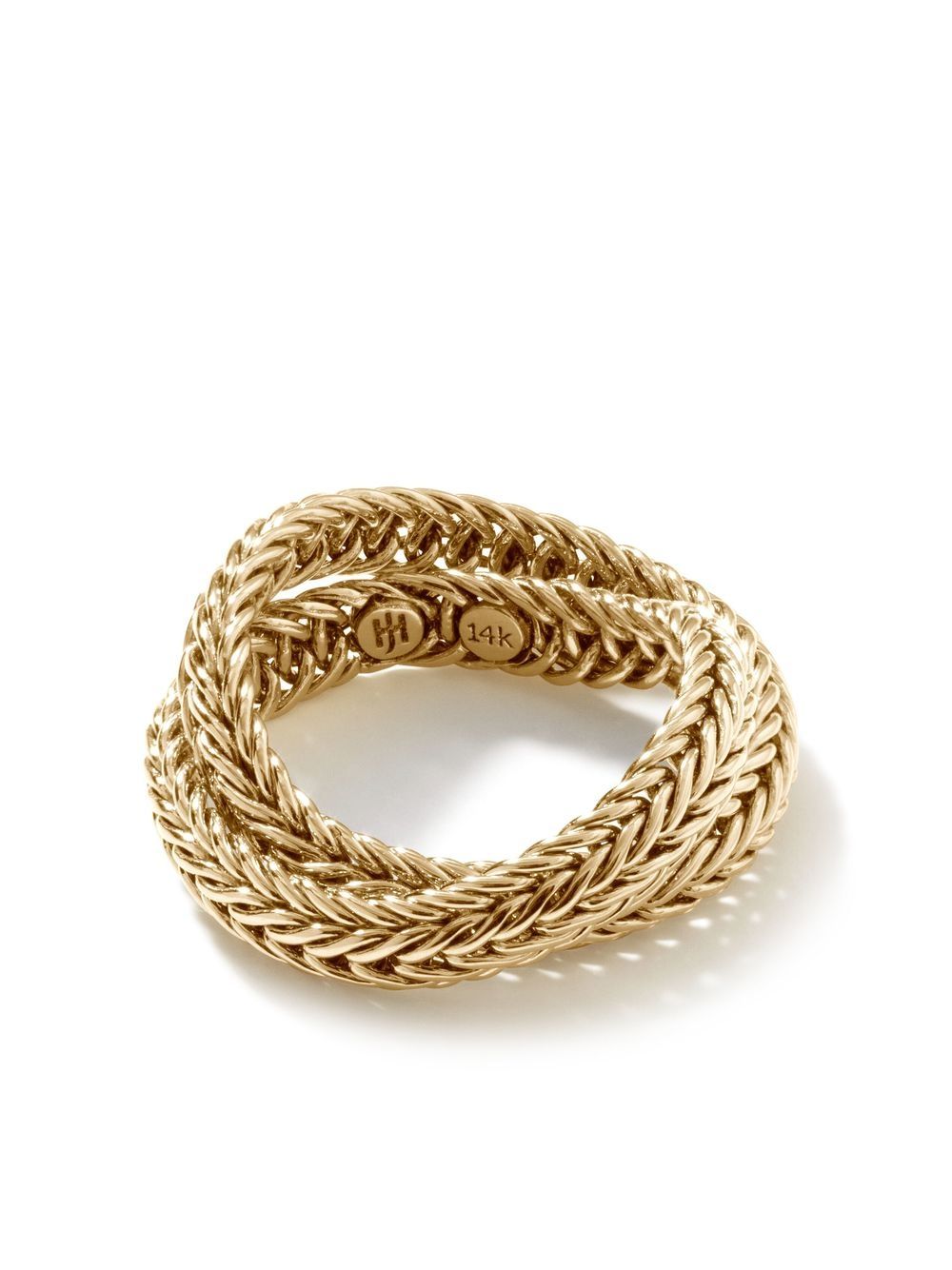 John Hardy 14K黄金 Kami Chain 4.5毫米交叉设计戒指 - 金色