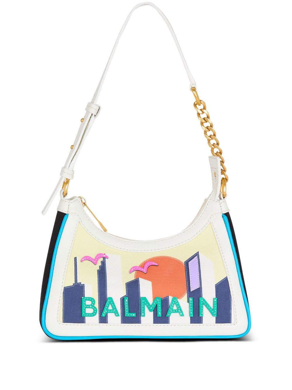 Balmain B-Army Postcard 印花单肩包 - 白色