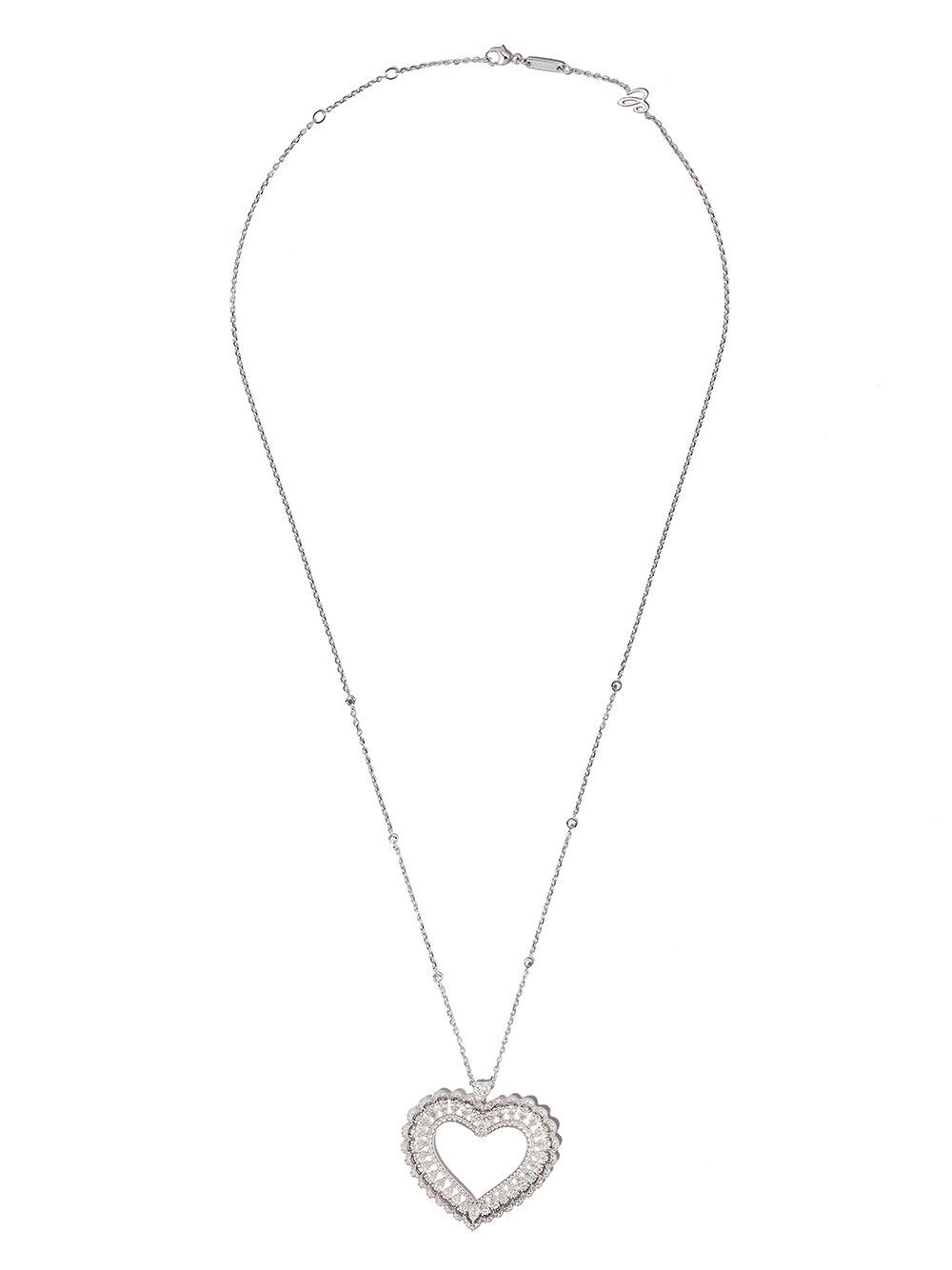 Chopard Precious Lace Cœur 18K白金钻石心形吊饰项链 - 银色