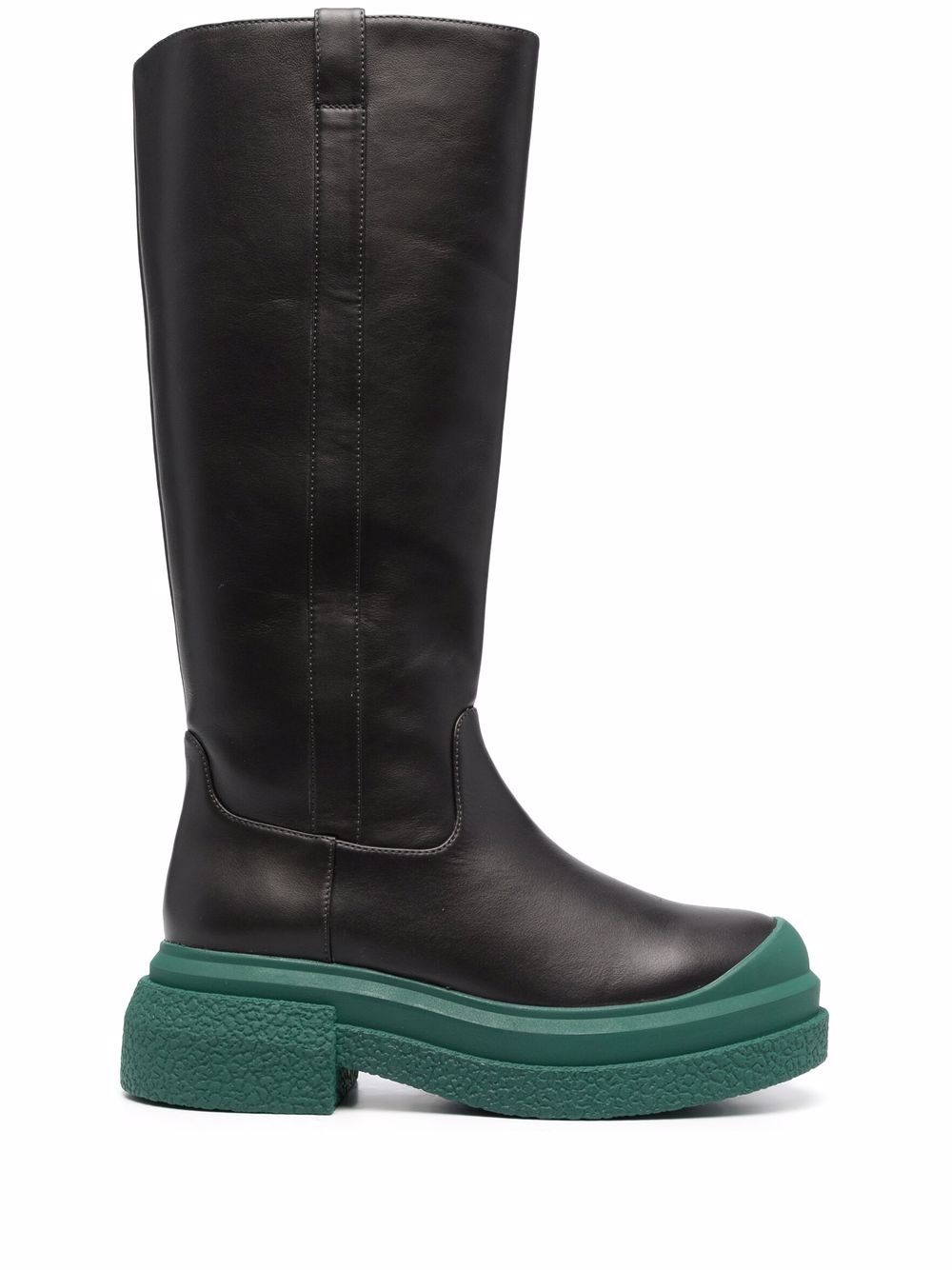 Stuart Weitzman Charli 皮质高筒靴 - 黑色