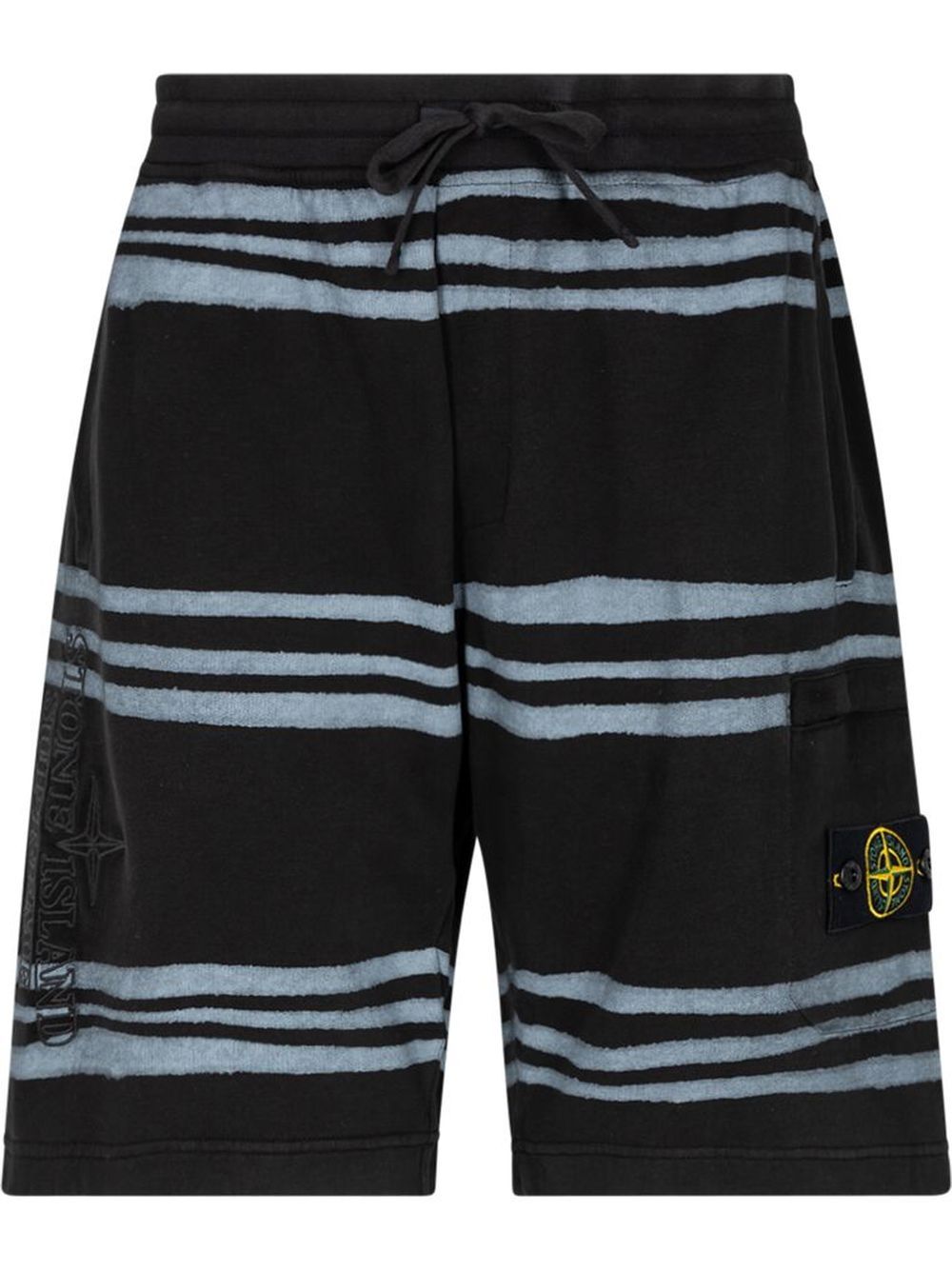 Supreme x Stone Island 裹身式条纹短裤 - 黑色