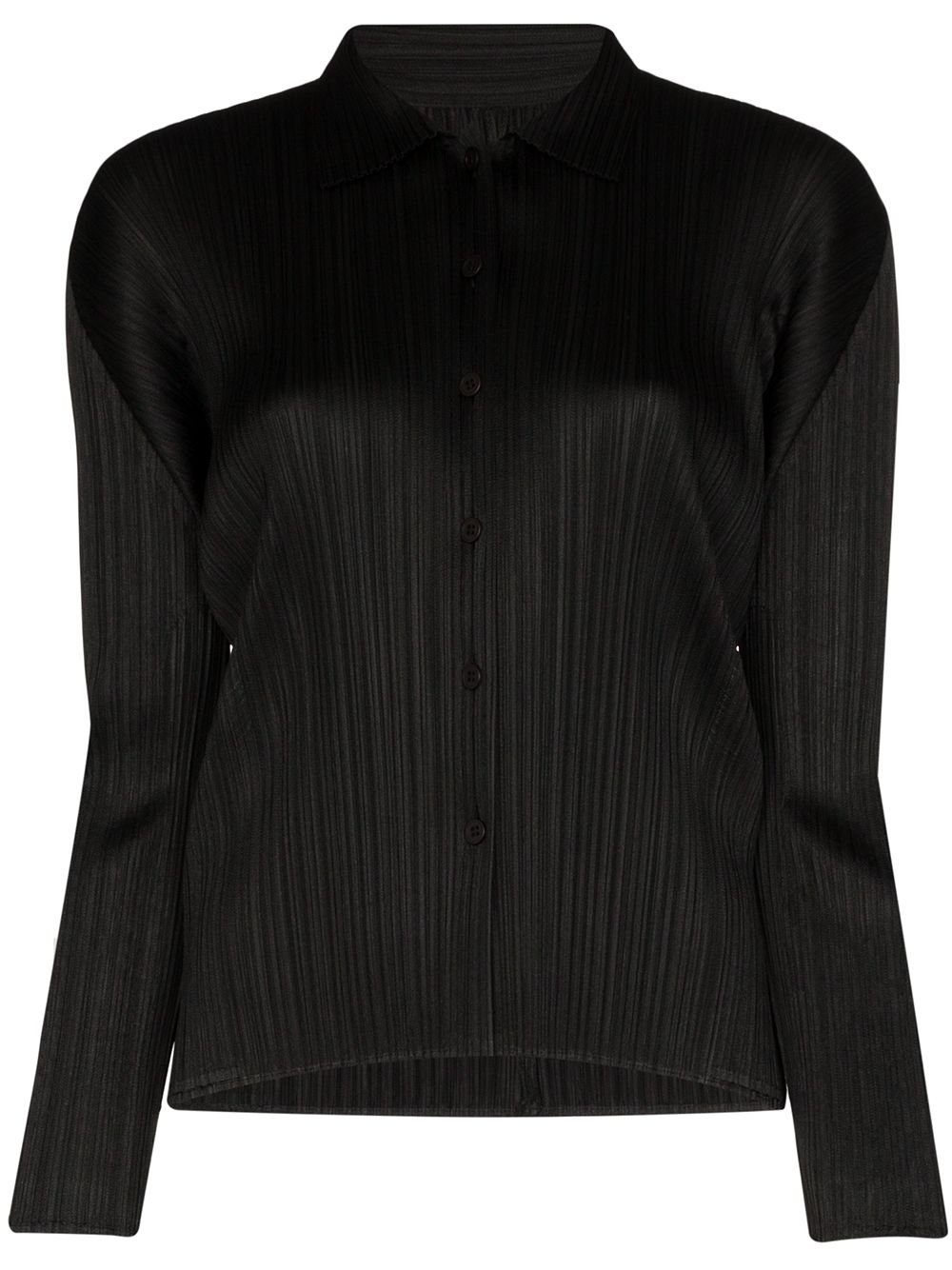 Pleats Please Issey Miyake 排扣百褶衬衫 - 黑色