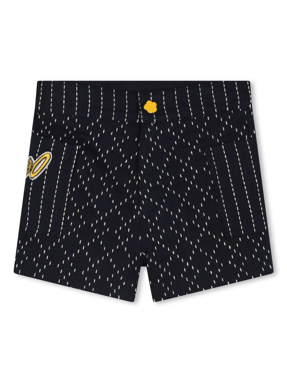 Kenzo Kids logo贴花缝线迷你短裤 - 蓝色
