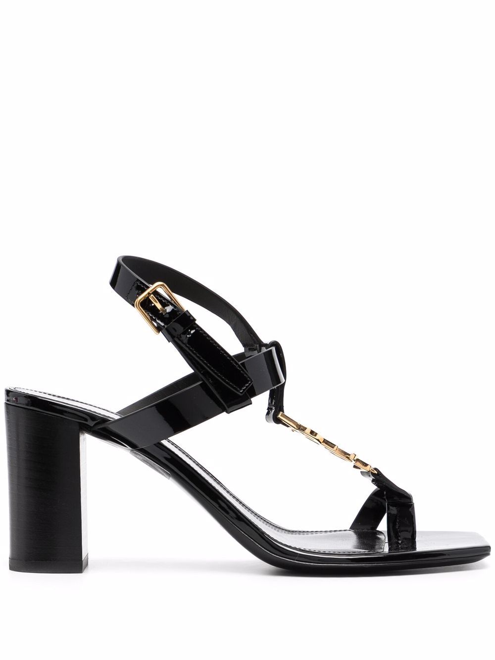 Saint Laurent Cassandra logo高跟凉鞋 - 黑色