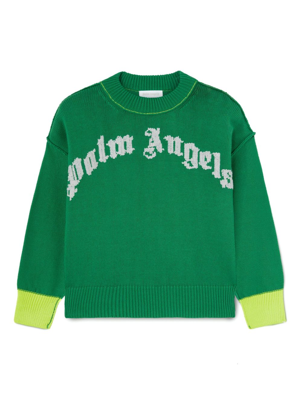 Palm Angels Kids logo针织卫衣 - 绿色