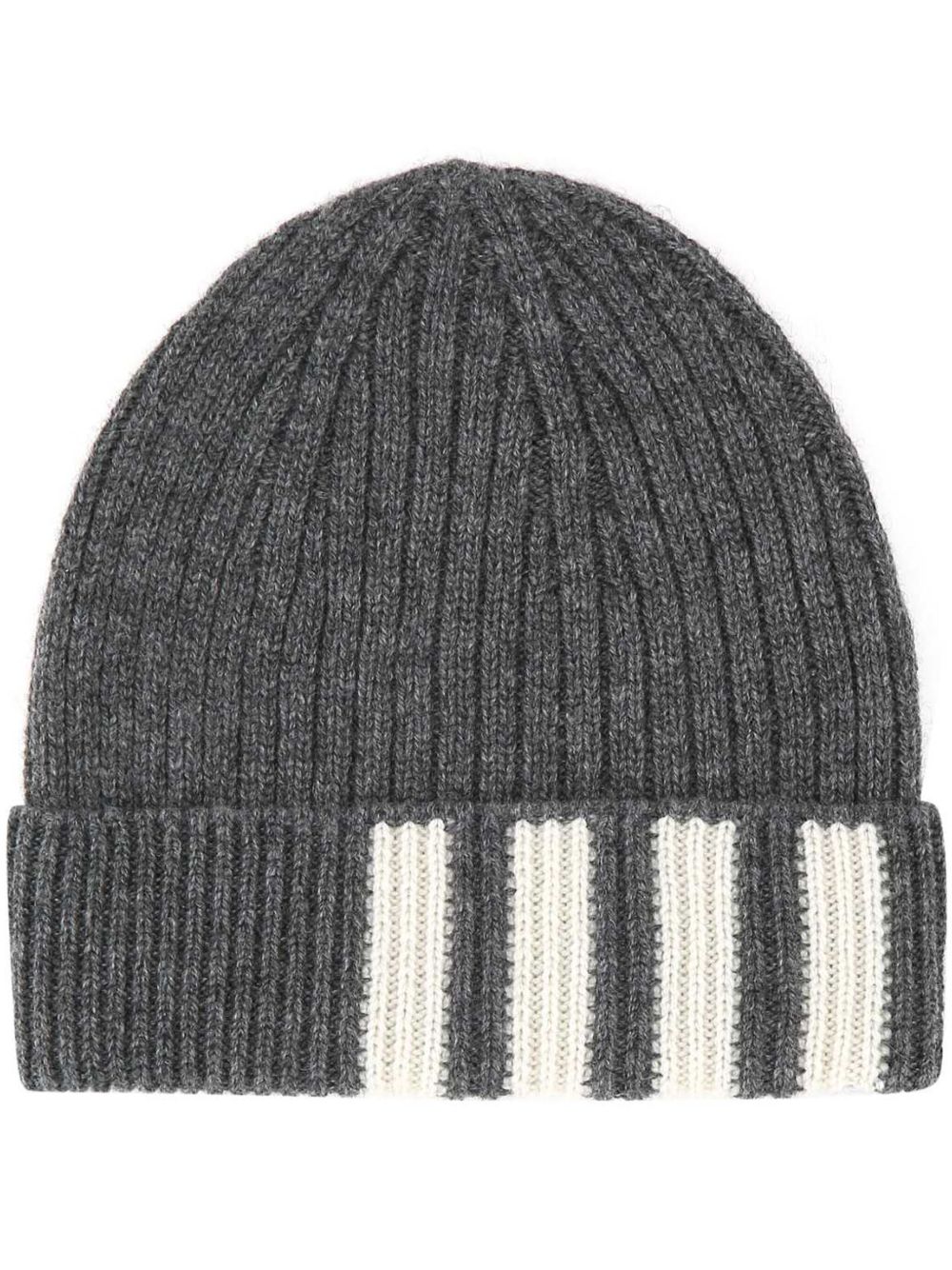 Thom Browne 羊绒4条纹棱纹帽 - 灰色