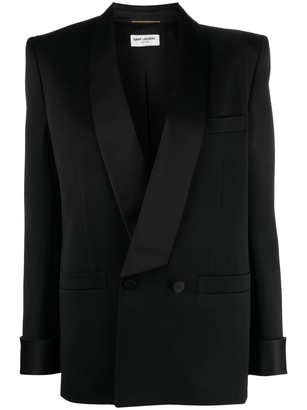 Saint Laurent 双排扣羊毛西装夹克 - 黑色