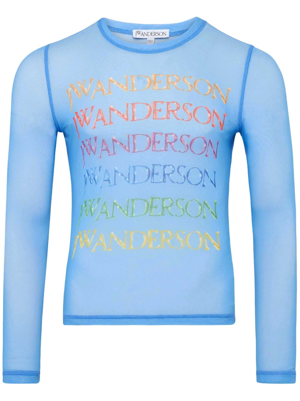 JW Anderson logo印花网纱T恤 - 蓝色