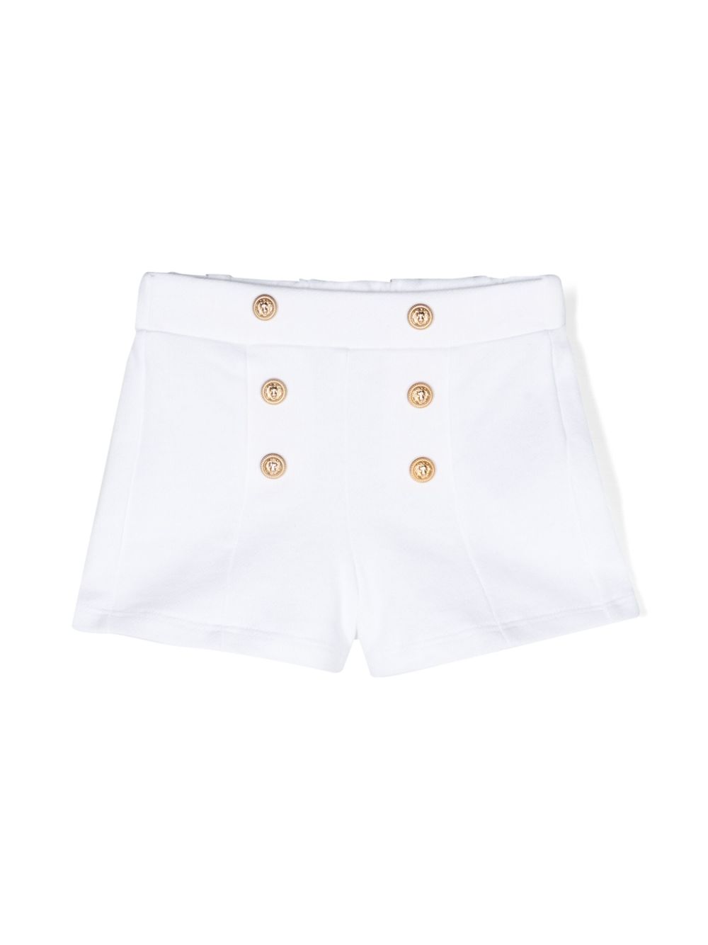Balmain Kids 纽扣细节棉短裤 - 白色