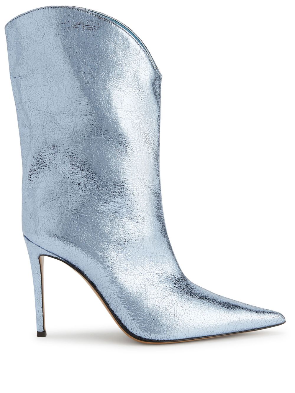 Alexandre Vauthier 尖头皮质高跟中筒靴 - 蓝色