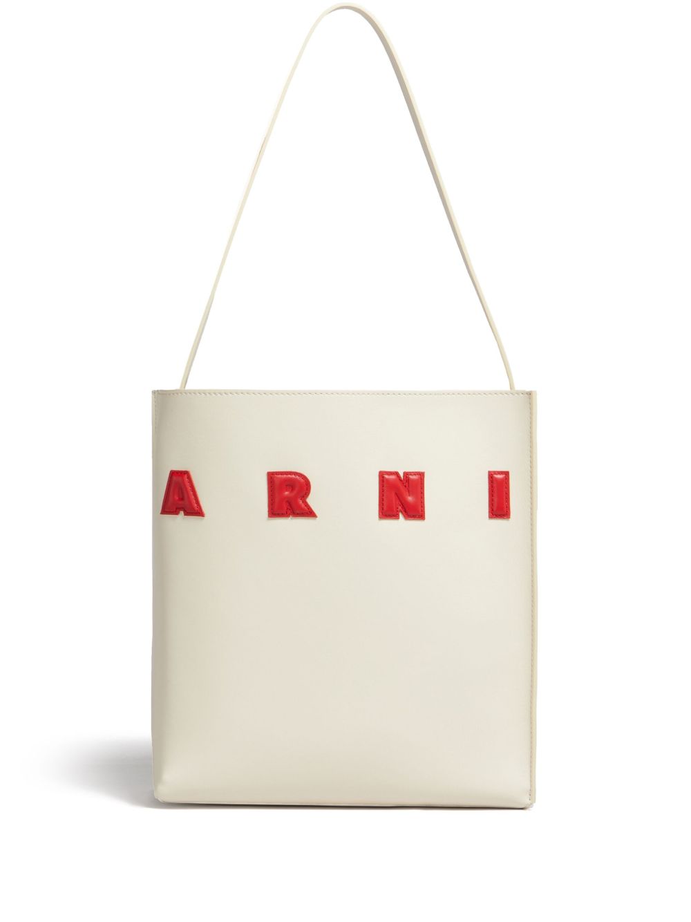 Marni Museo 标贴皮质单肩包 - 白色