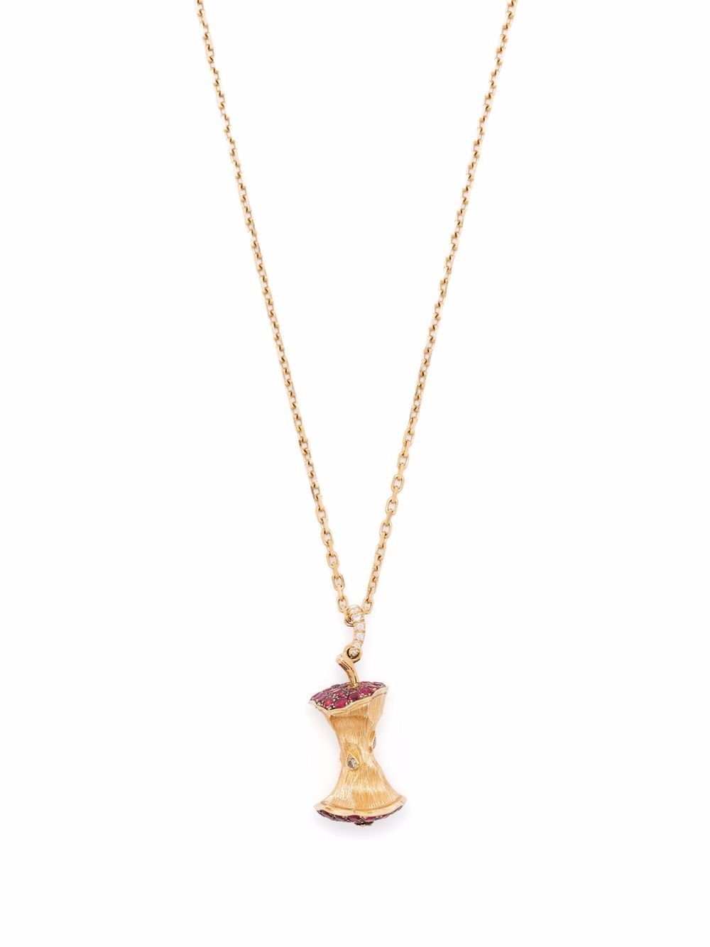 Aurelie Bidermann Big Apple 18K黄金红宝石钻石项链 - 金色
