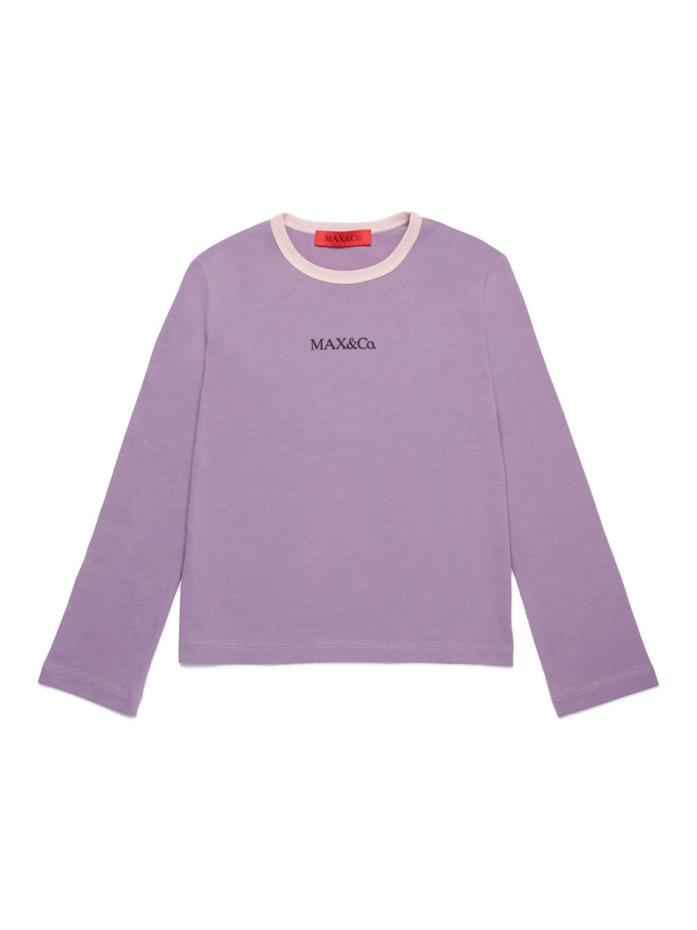 MAX&Co. Kids logo压纹长袖T恤 - 紫色