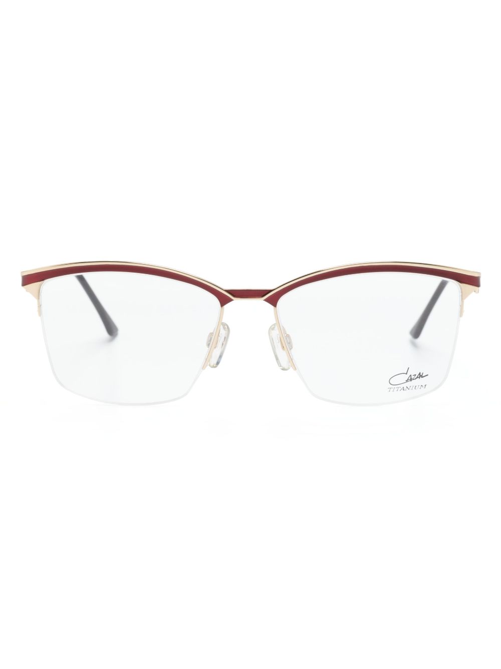 Cazal logo雕刻方形镜框太阳眼镜 - 红色