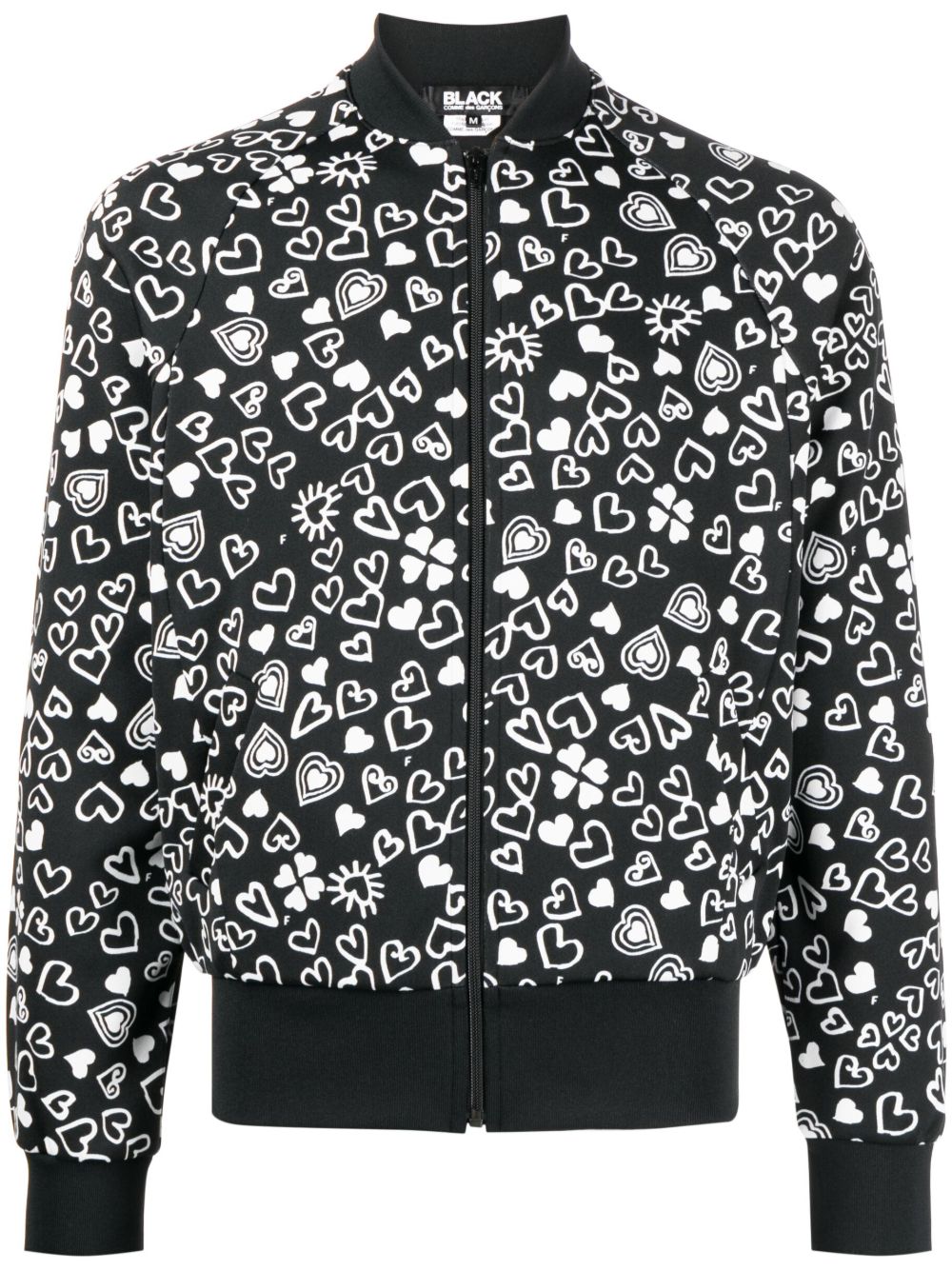 Black Comme Des Garçons 爱心印花飞行员夹克 - 黑色