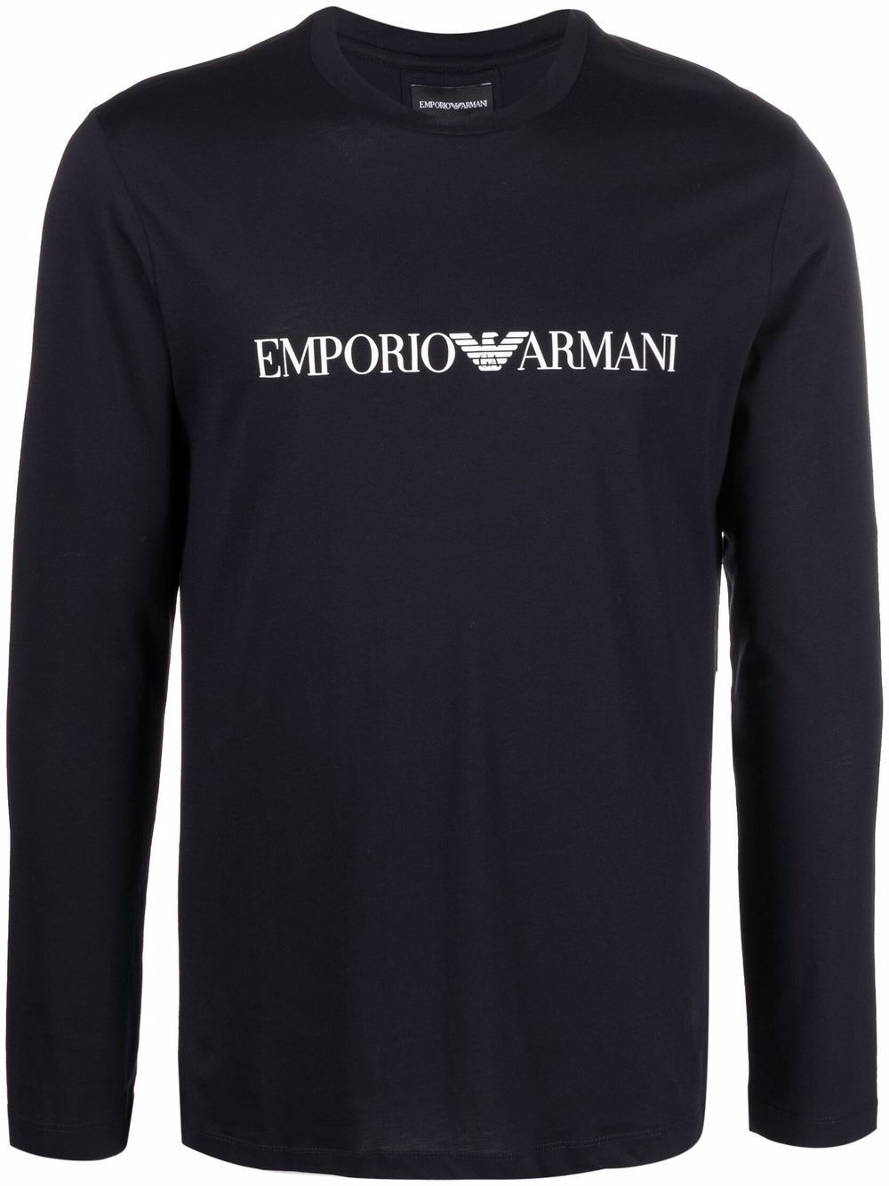 Emporio Armani logo印花长袖上衣 - 蓝色