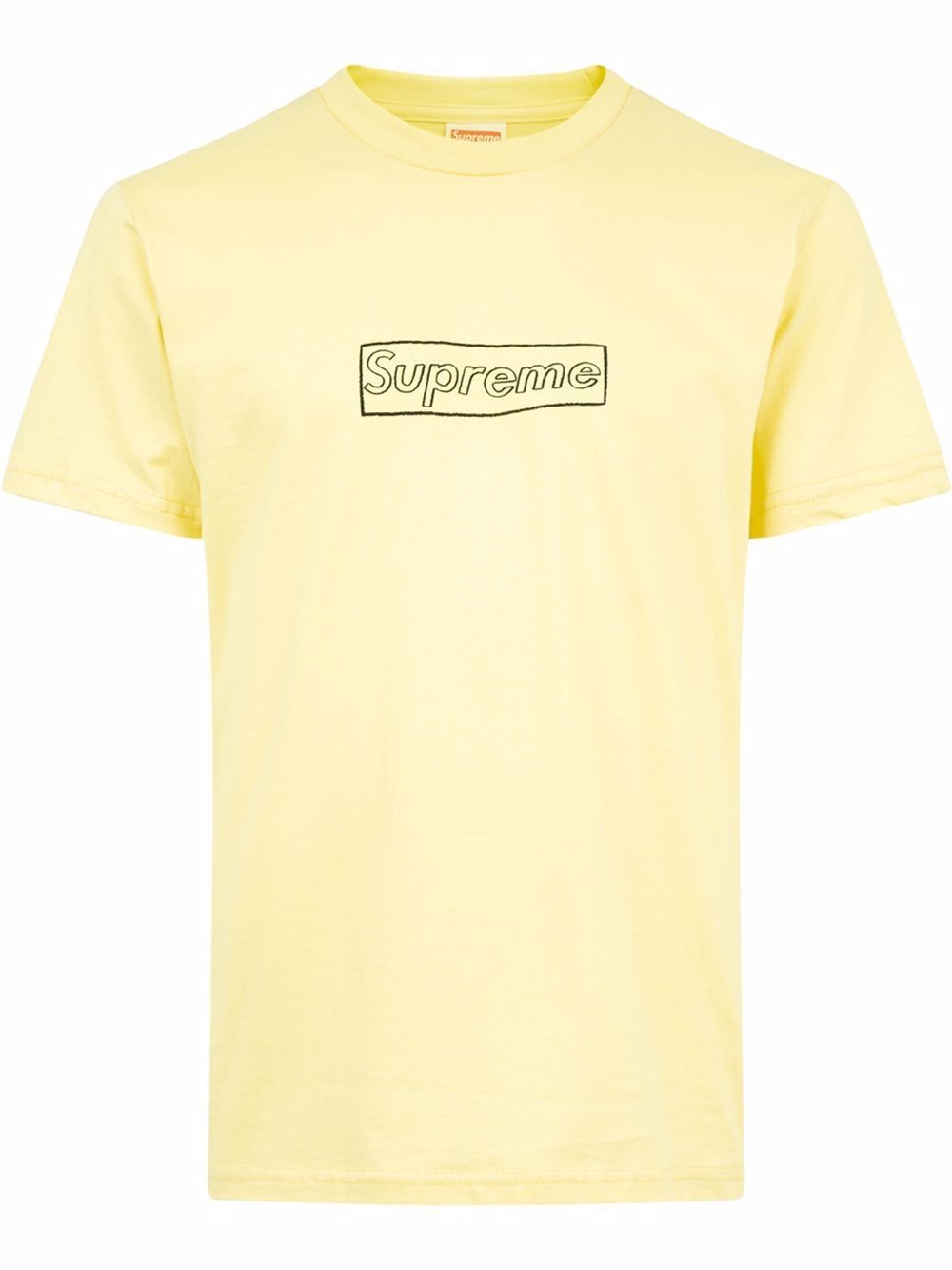 Supreme x KAWS Chalk logo T恤 - 黄色