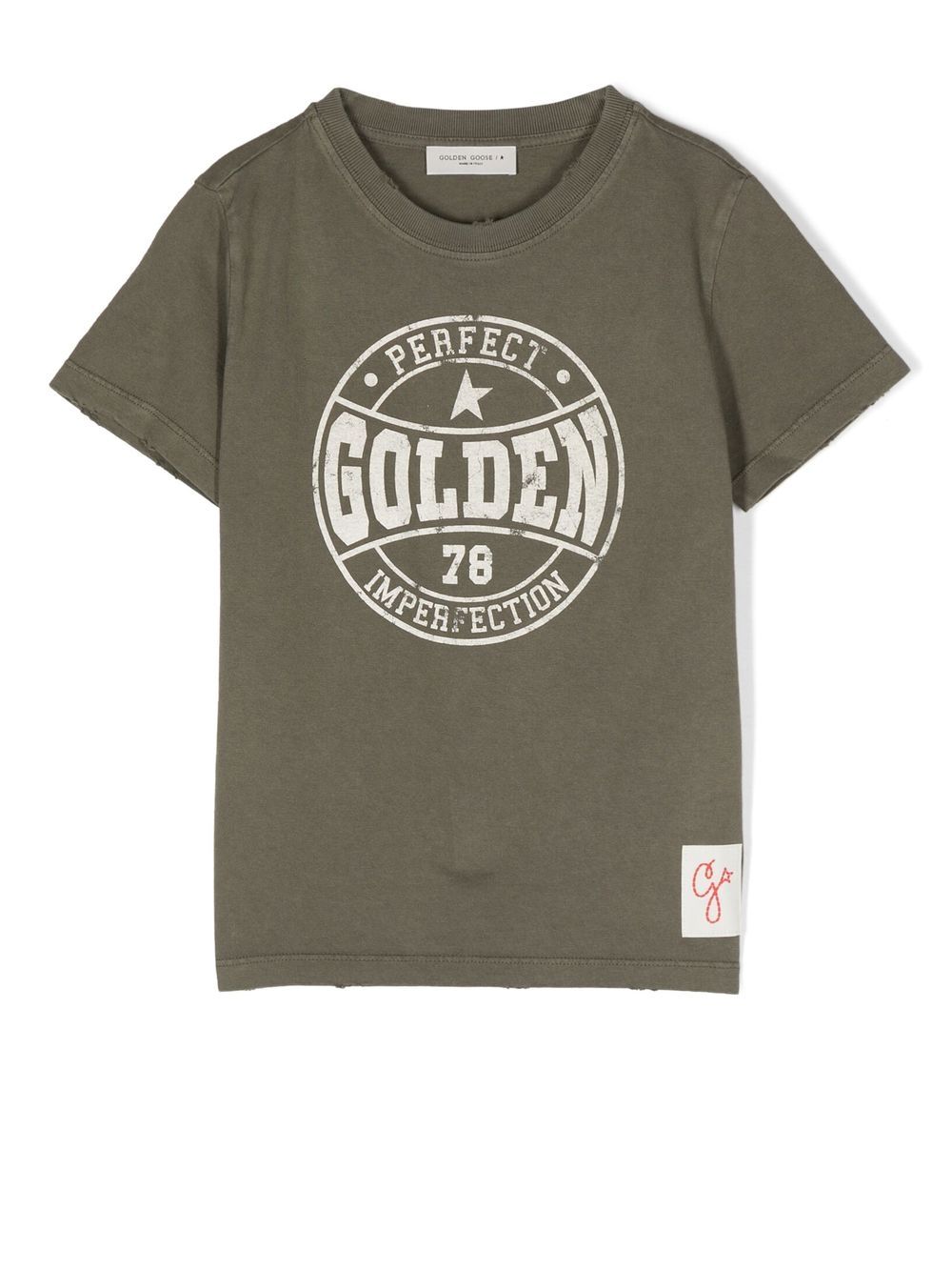 Golden Goose Kids logo印花短袖T恤 - 绿色