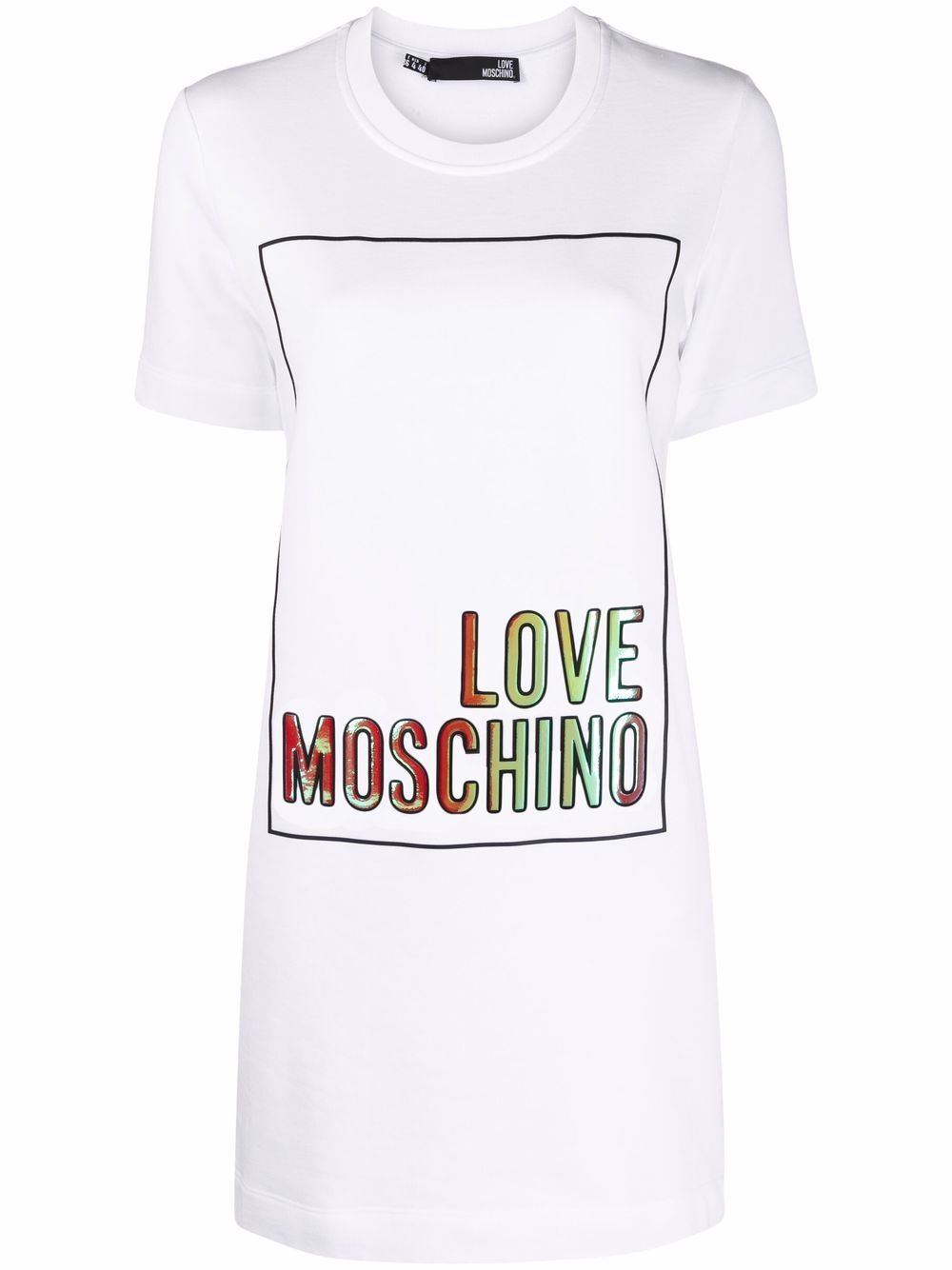 Love Moschino 莫斯奇诺 logo印花T恤式连衣裙 - 白色