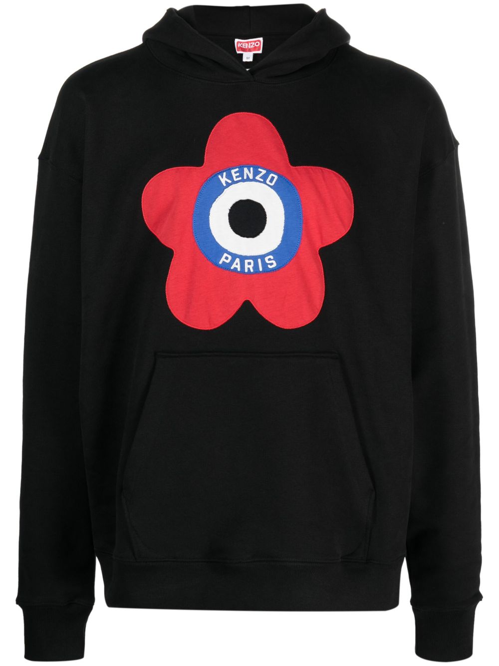 Kenzo Target logo刺绣弹性棉连帽衫 - 黑色