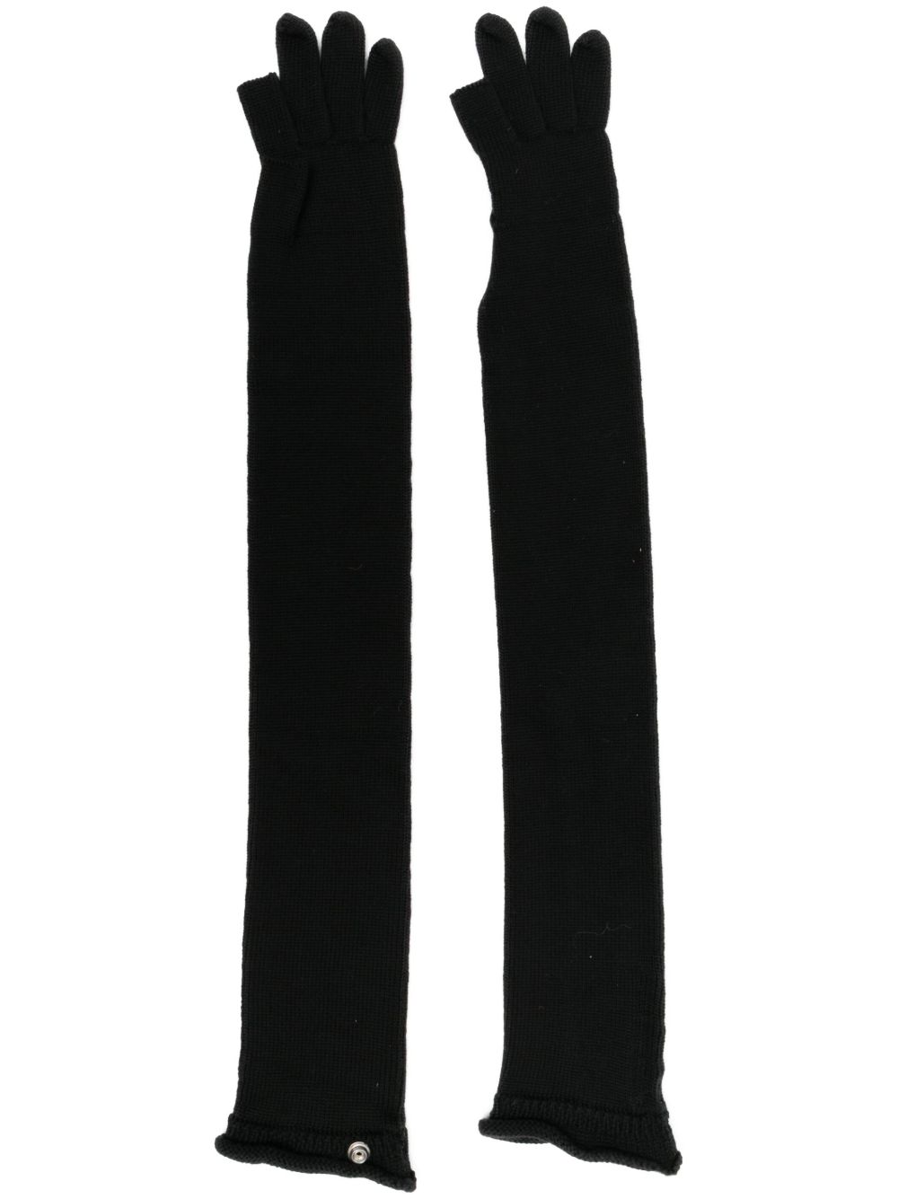 Rick Owens 仿旧针织肘部贴花手套 - 黑色