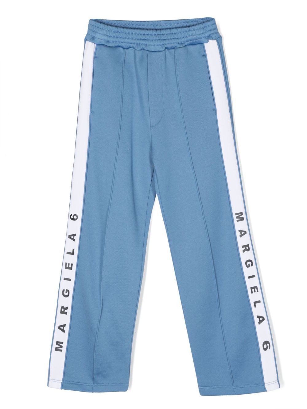 MM6 Maison Margiela Kids logo条纹细节长裤 - 蓝色