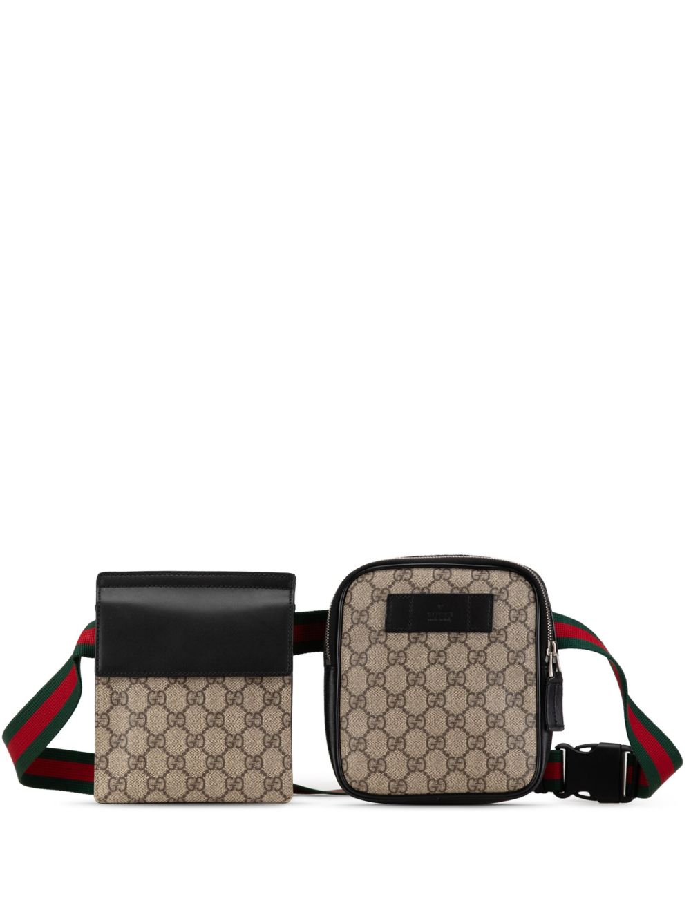 Gucci Pre-Owned GG Supreme Web 腰包（2000-2015年典藏款） - 褐色