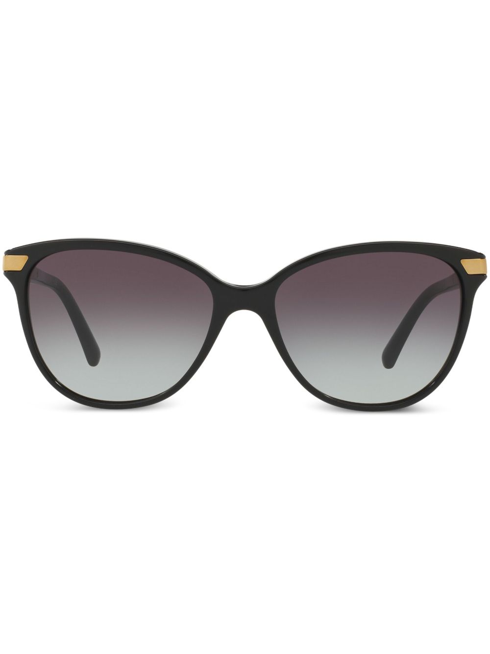 Burberry Eyewear 博柏利 格纹细节圆框太阳眼镜 - 黑色