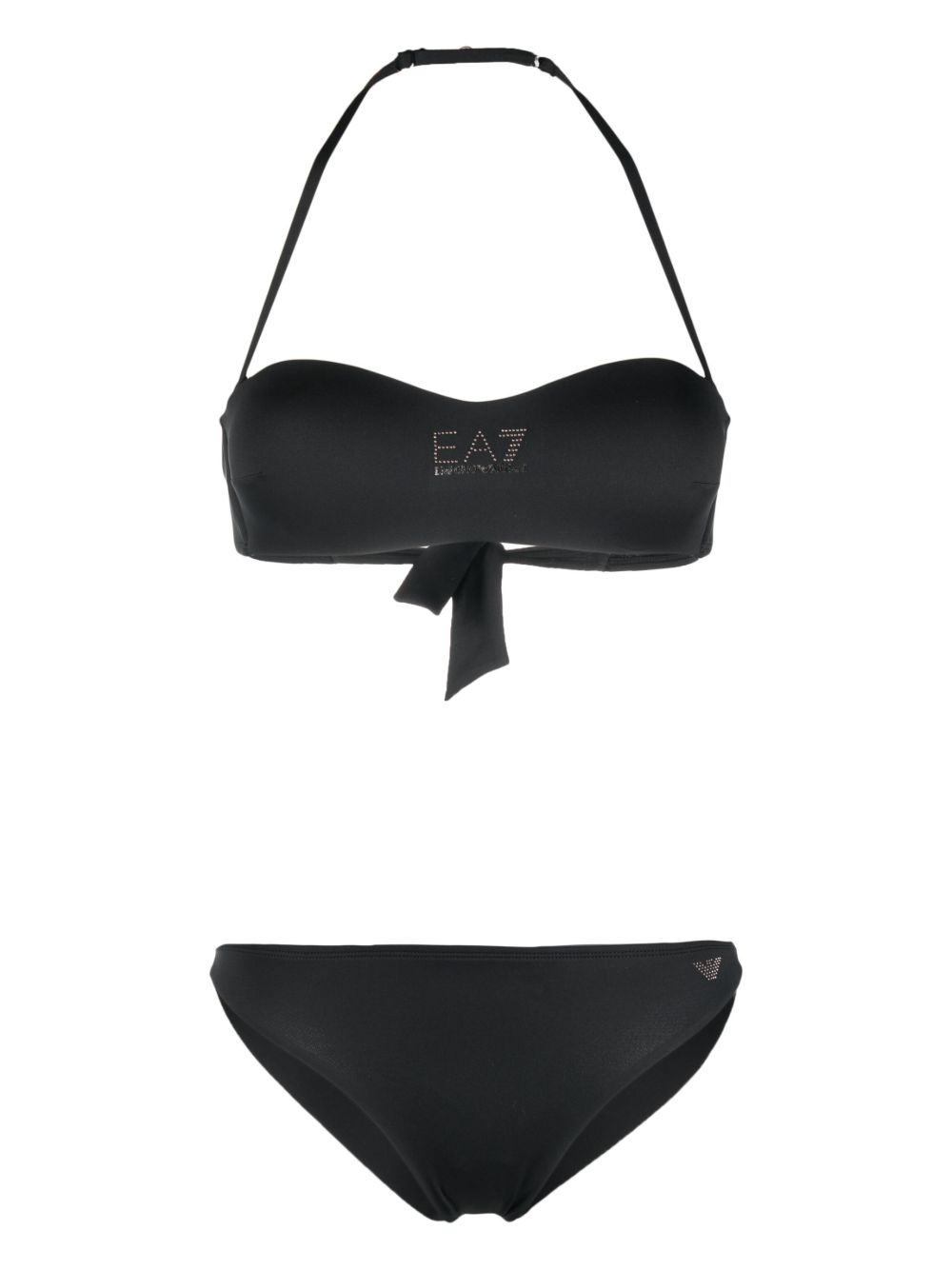 Ea7 Emporio Armani logo缀饰比基尼套装 - 黑色