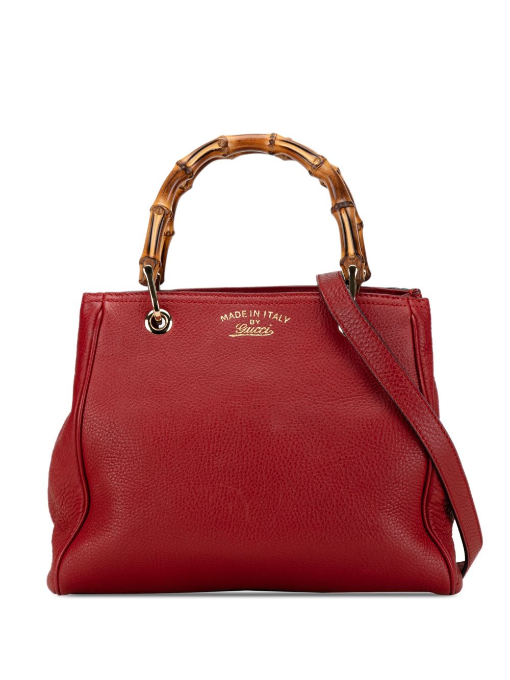 Gucci Pre-Owned Bamboo Shopper 小号小牛皮斜挎包（2000-2015年典藏款） - 红色