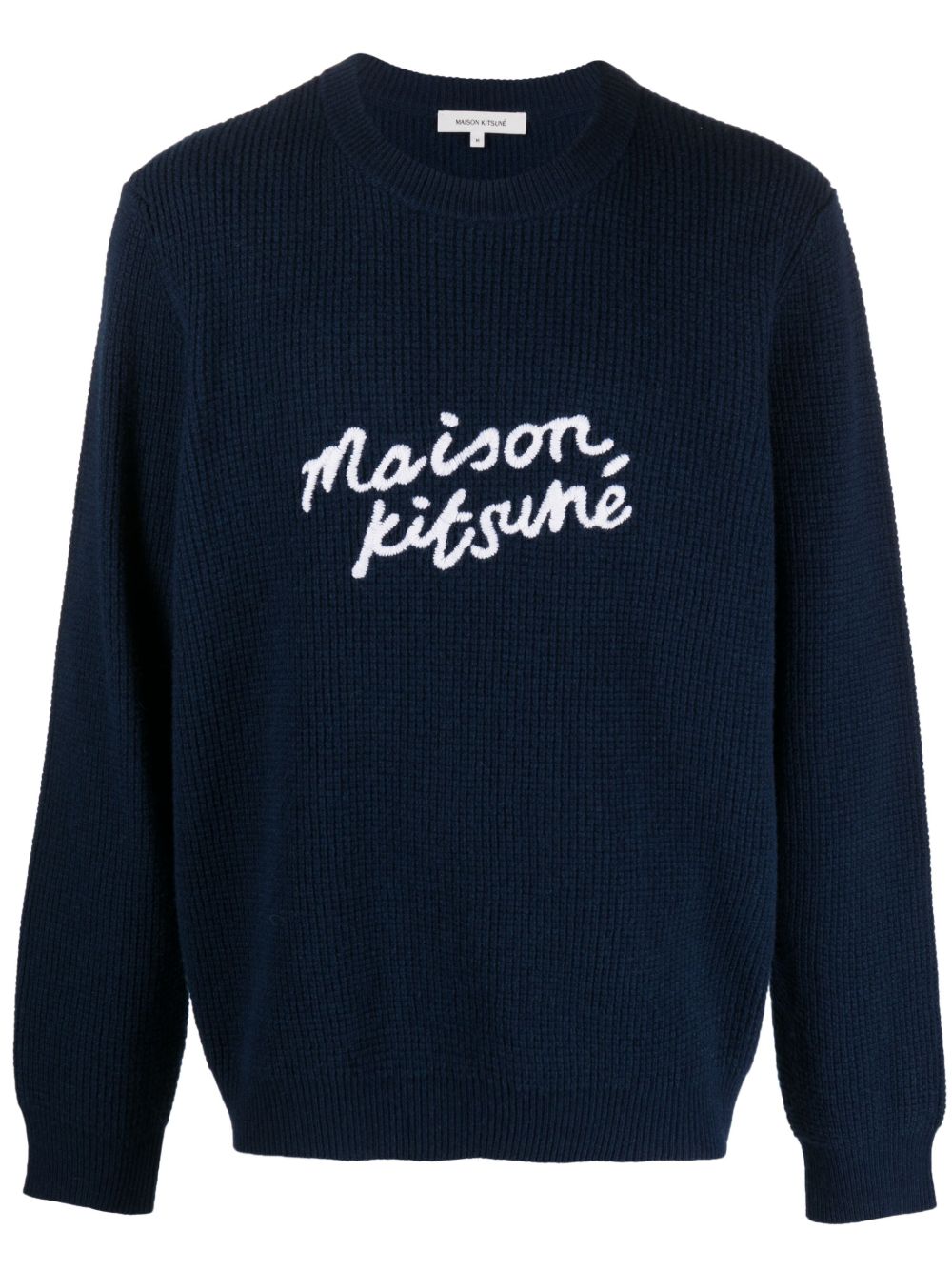 Maison Kitsuné logo刺绣羊毛毛衣 - 蓝色