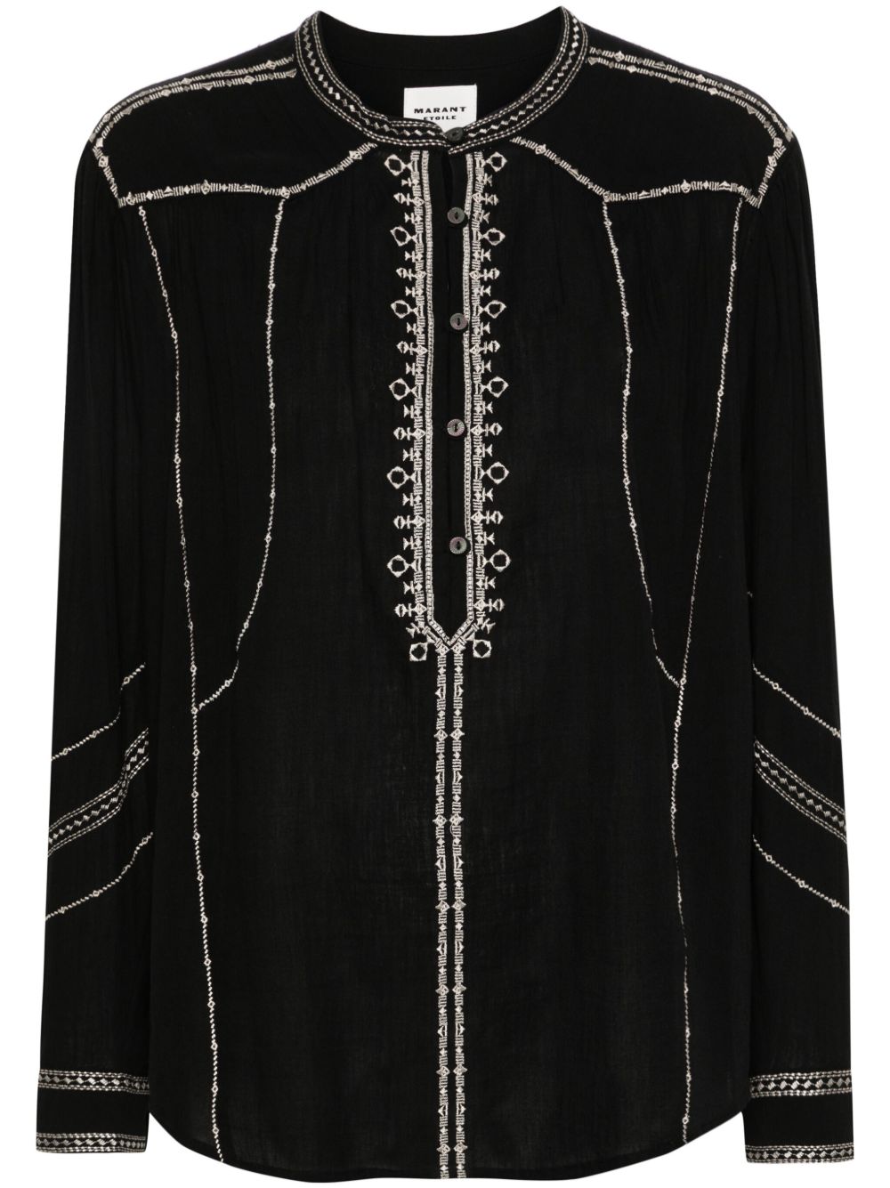 MARANT ÉTOILE Pelson 刺绣棉罩衫 - 黑色