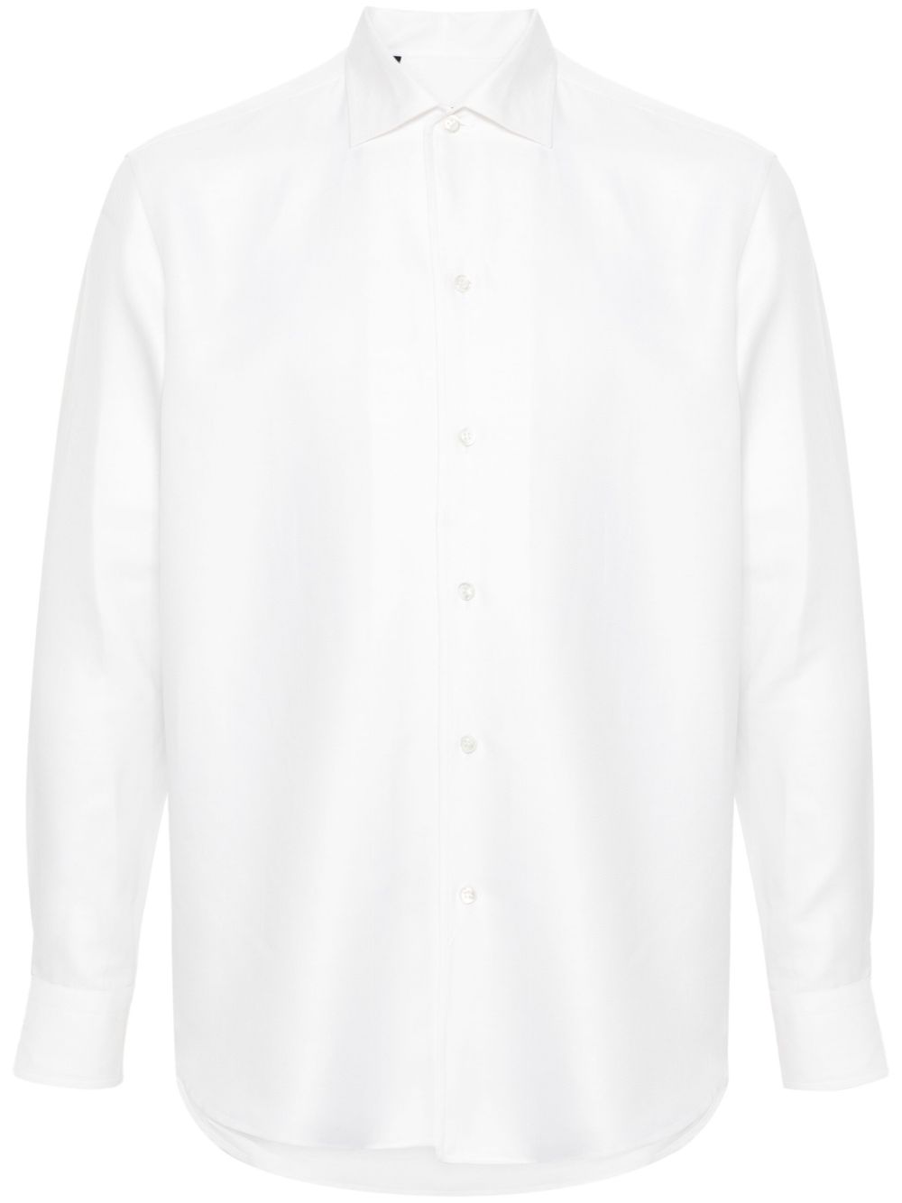 Brioni 宽领斜纹布编织衬衫 - 白色