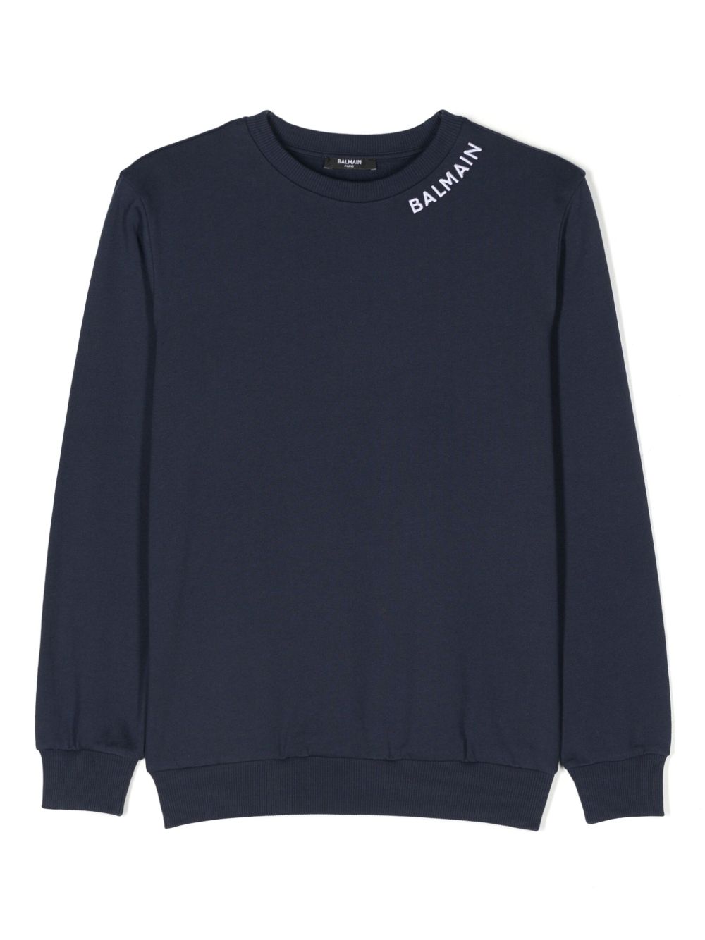 Balmain Kids logo刺绣卫衣 - 蓝色