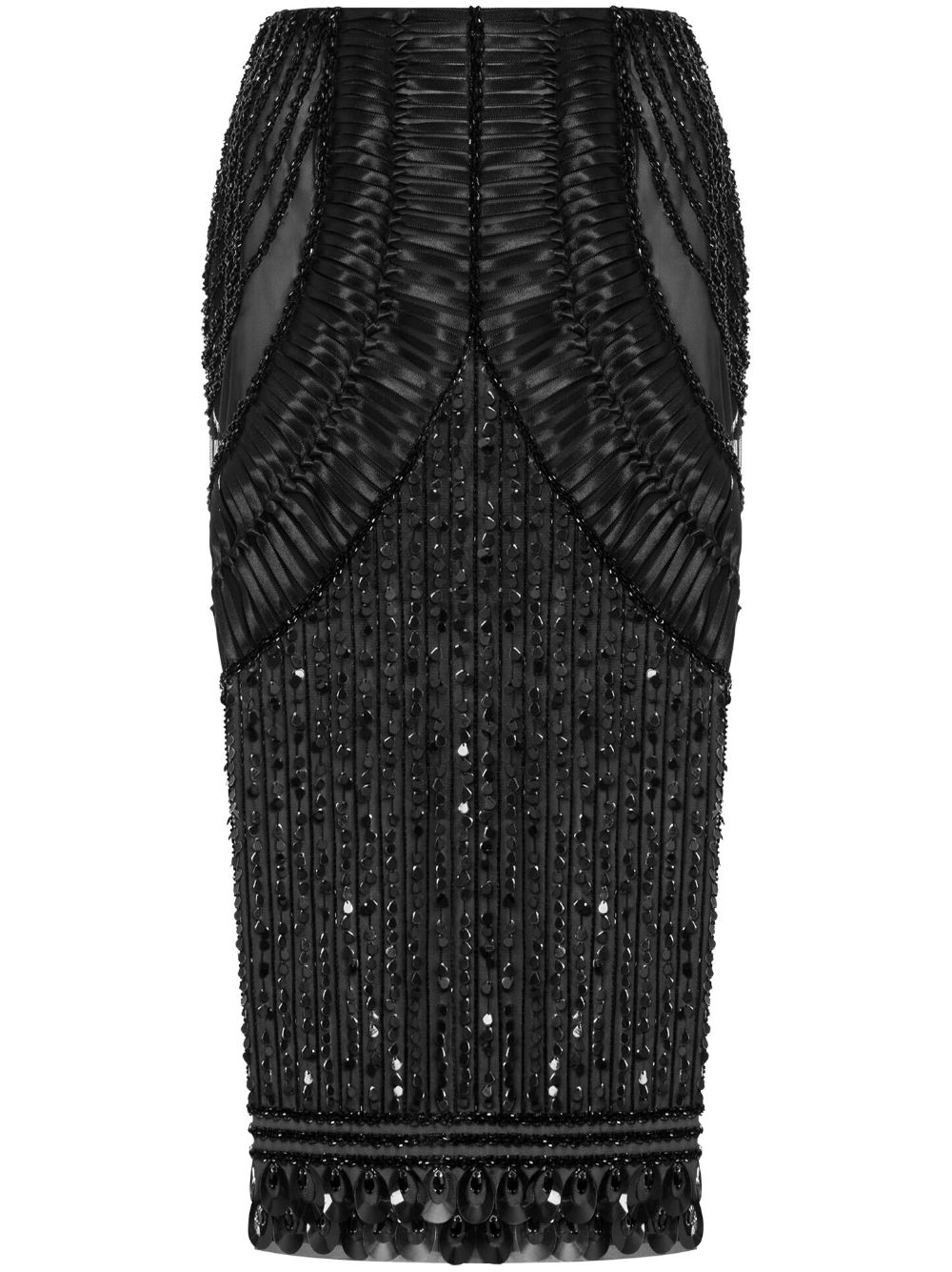 Alberta Ferretti 亮片缀饰铅笔中长半身裙 - 黑色