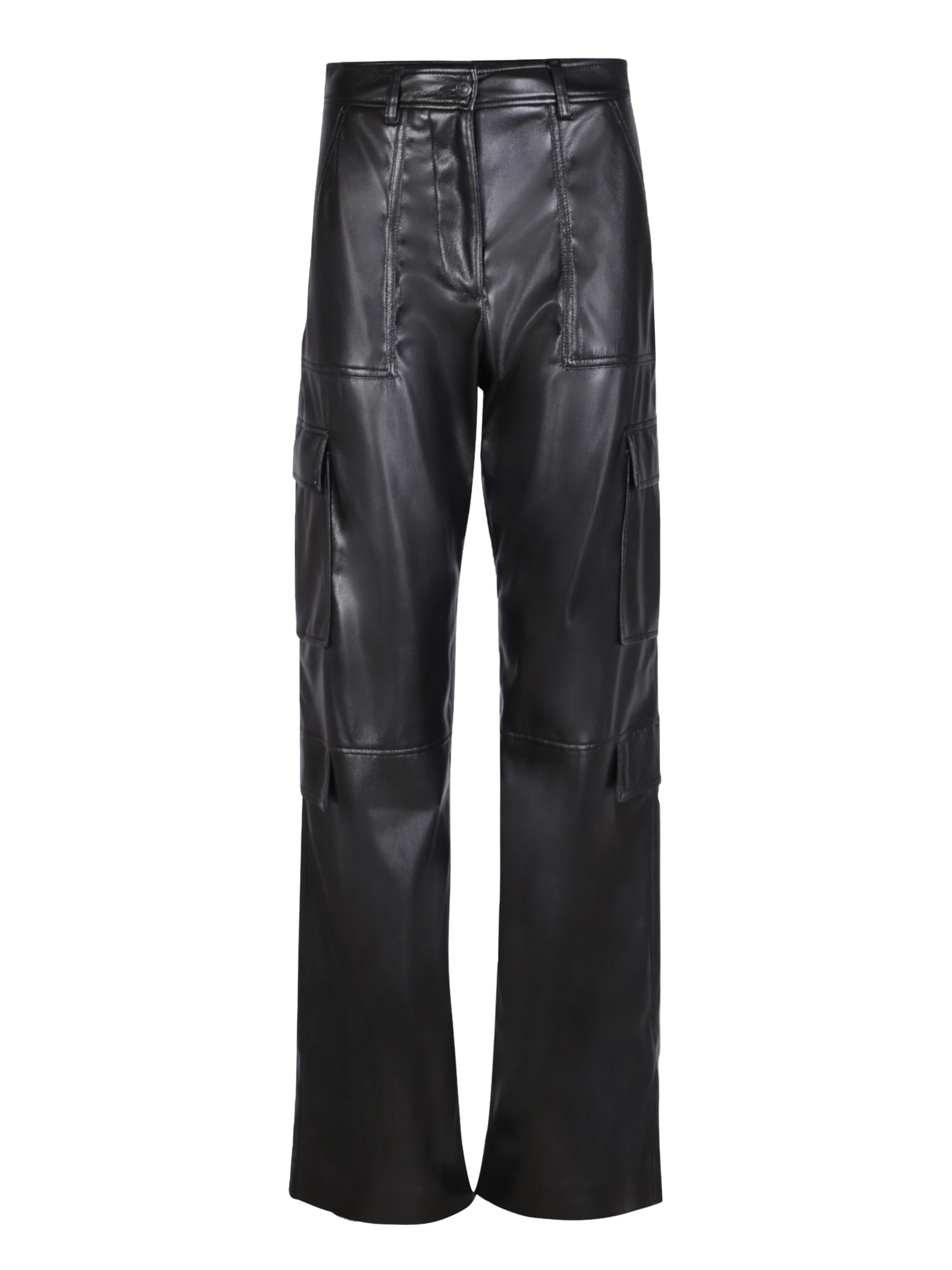 MSGM Soft Eco Leather Black Cargo Trousers