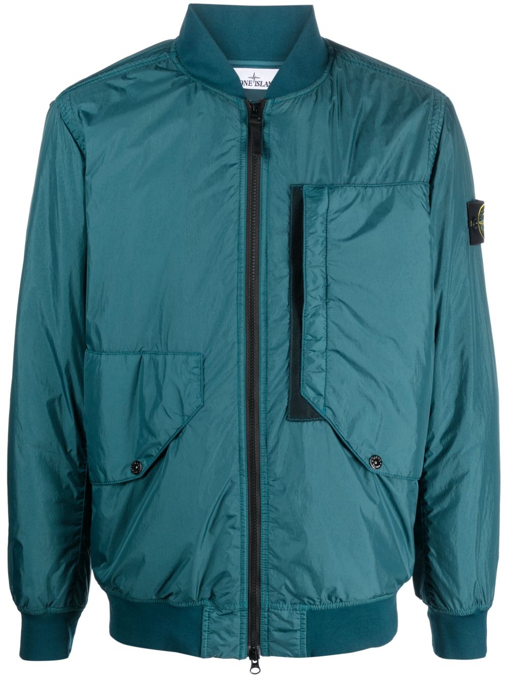 Stone Island 罗盘徽章填充飞行员夹克 - 蓝色