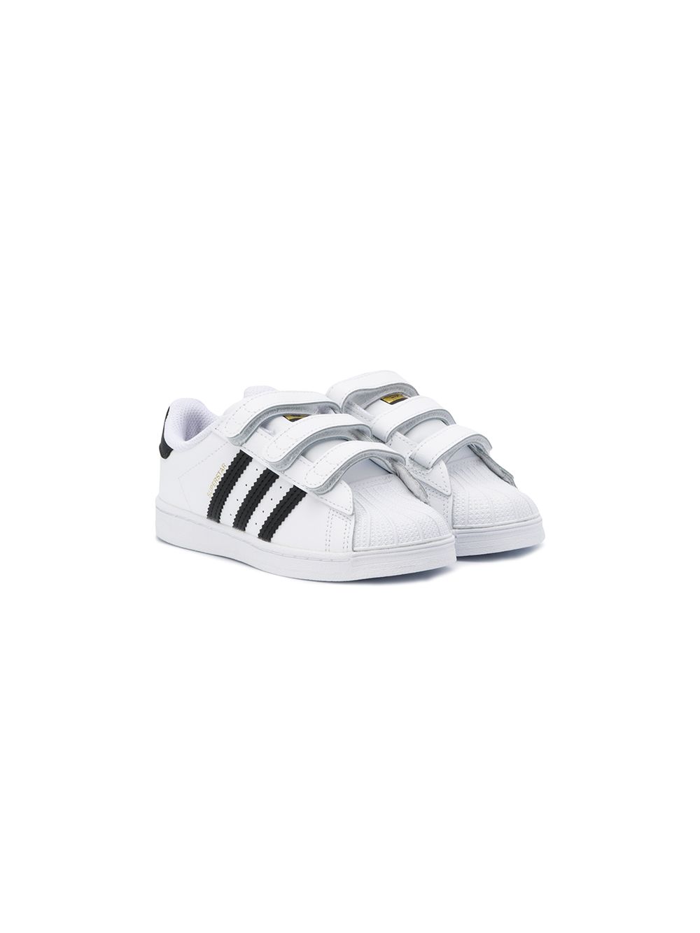 adidas Kids Superstar 魔术贴板鞋 - 白色