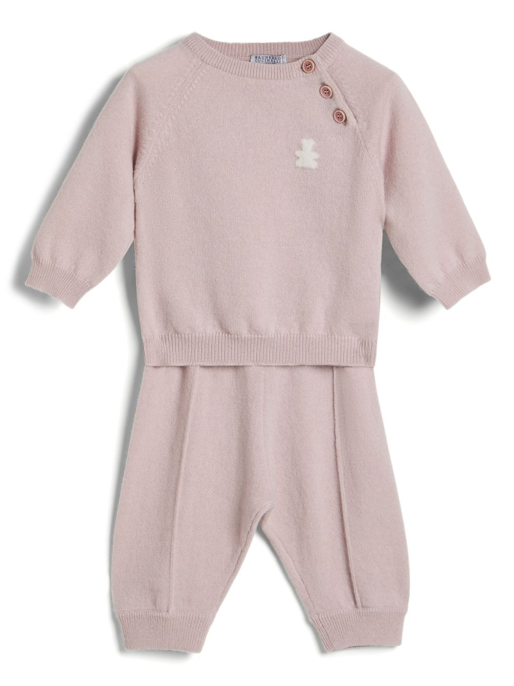 Brunello Cucinelli Kids Baby Bernie 针织配套套装 - 粉色