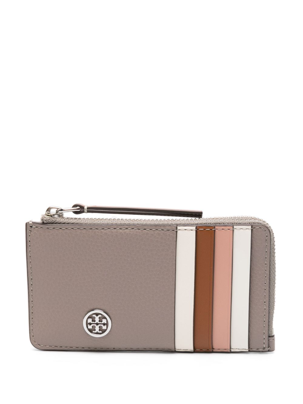 Tory Burch logo标牌皮质钱包 - 灰色
