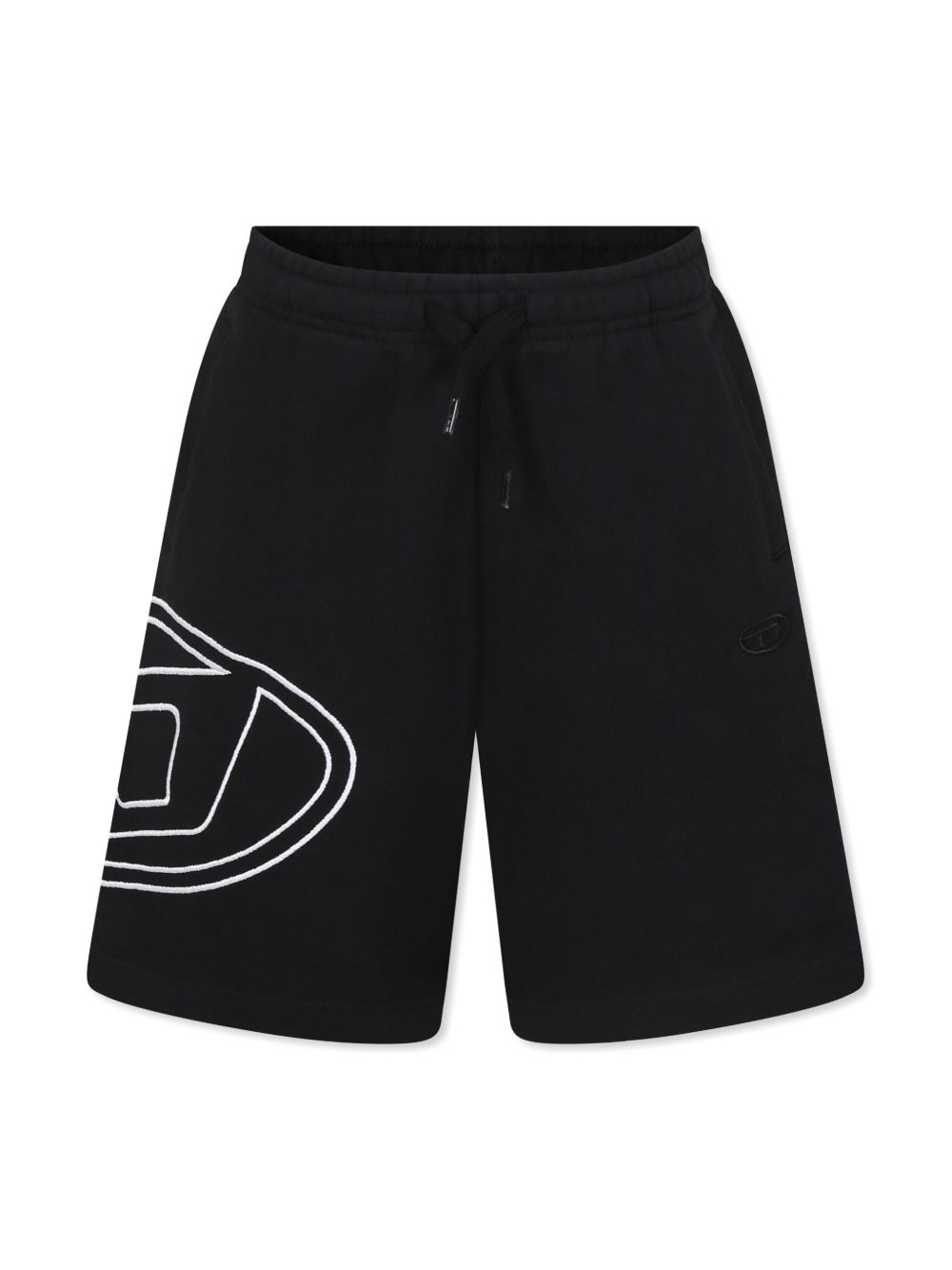 Diesel Kids logo刺绣短裤 - 黑色