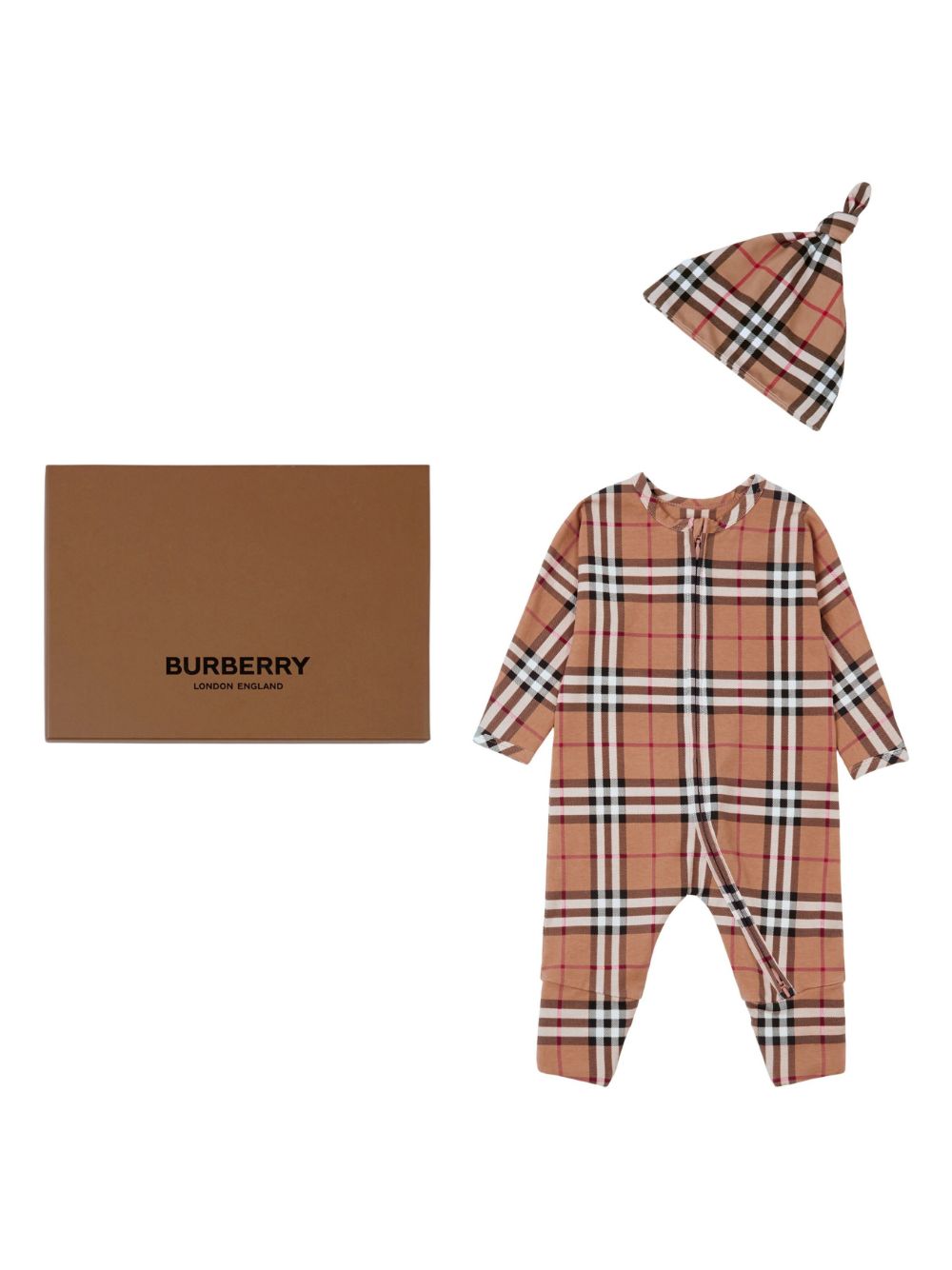 Burberry Kids 格纹棉两件式套装 - 中性色