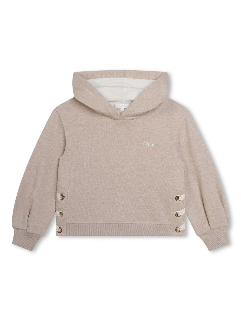 Chloé Kids logo刺绣棉连帽衫 - 中性色