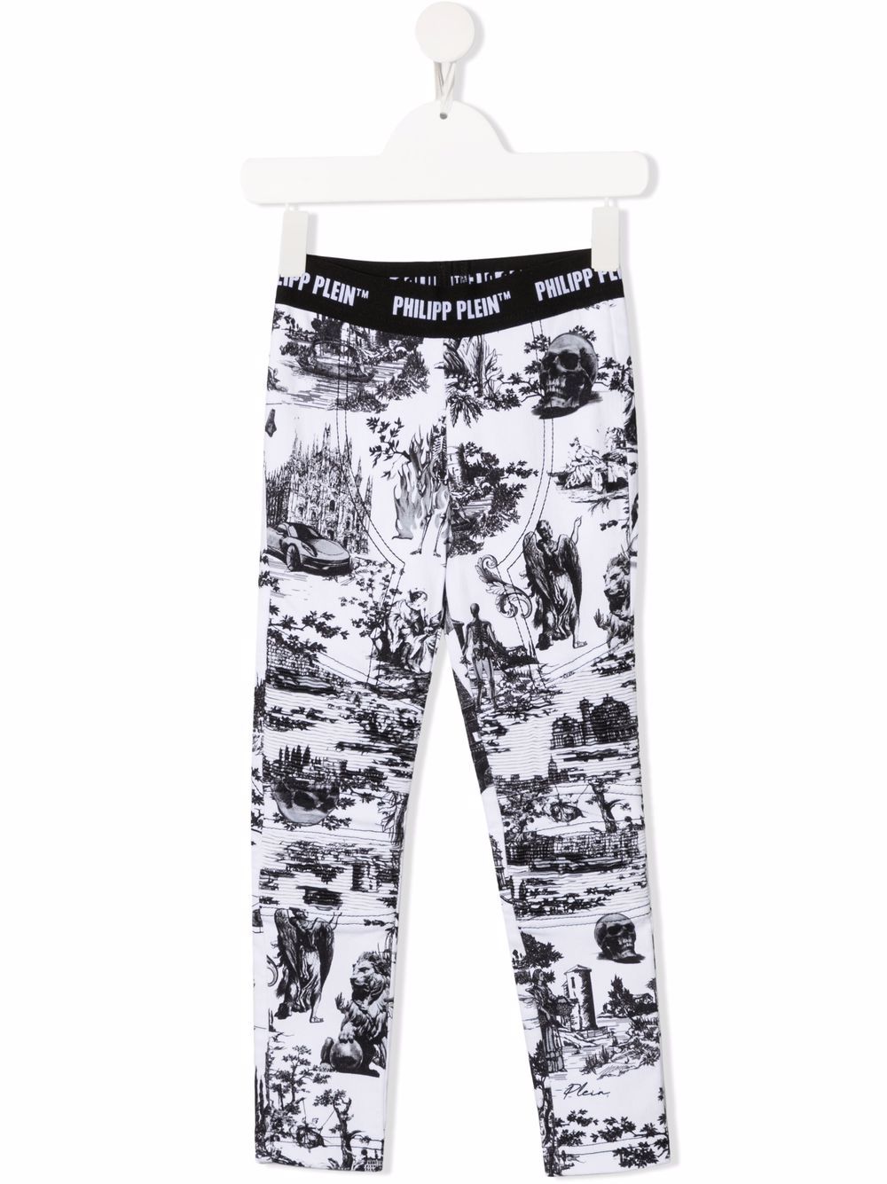 Philipp Plein Junior En PLEIN Air 印花打底裤 - 白色