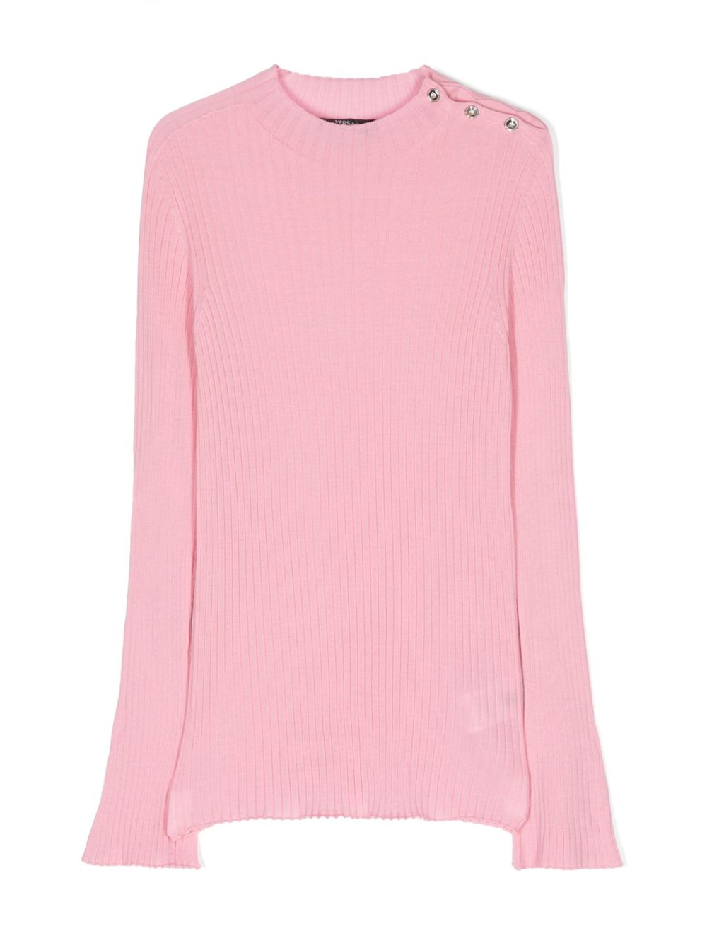 Versace Kids 罗纹针织侧扣毛衣 - 粉色