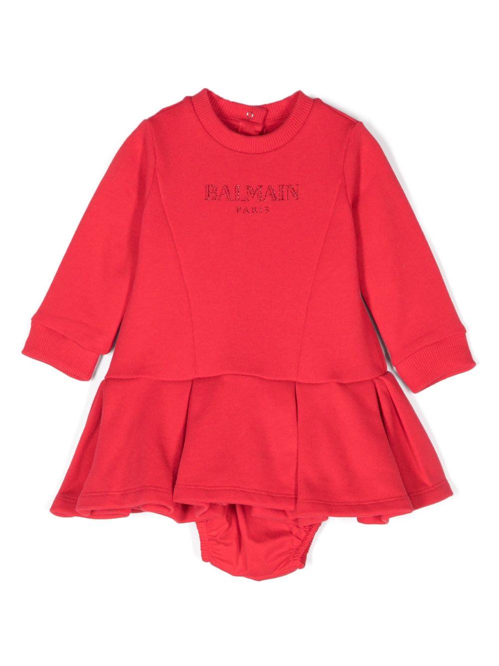 Balmain Kids logo印花连衣裙套装 - 红色