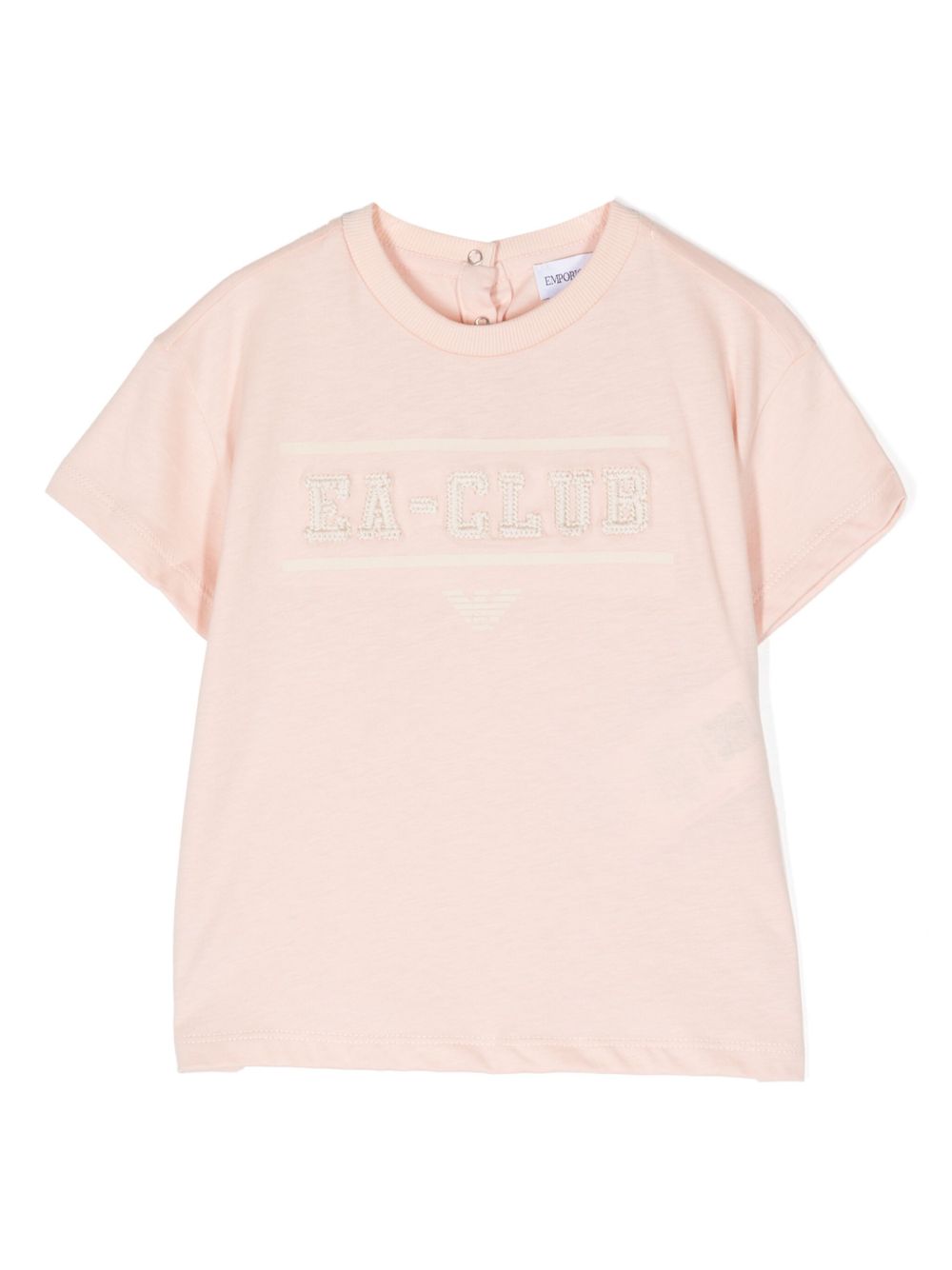 Emporio Armani Kids logo刺绣棉T恤 - 粉色