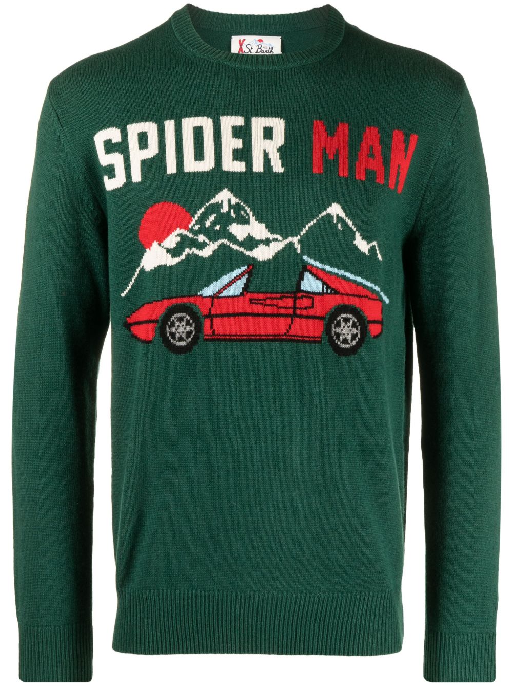 MC2 Saint Barth Spider Man 嵌花针织毛衣 - 绿色