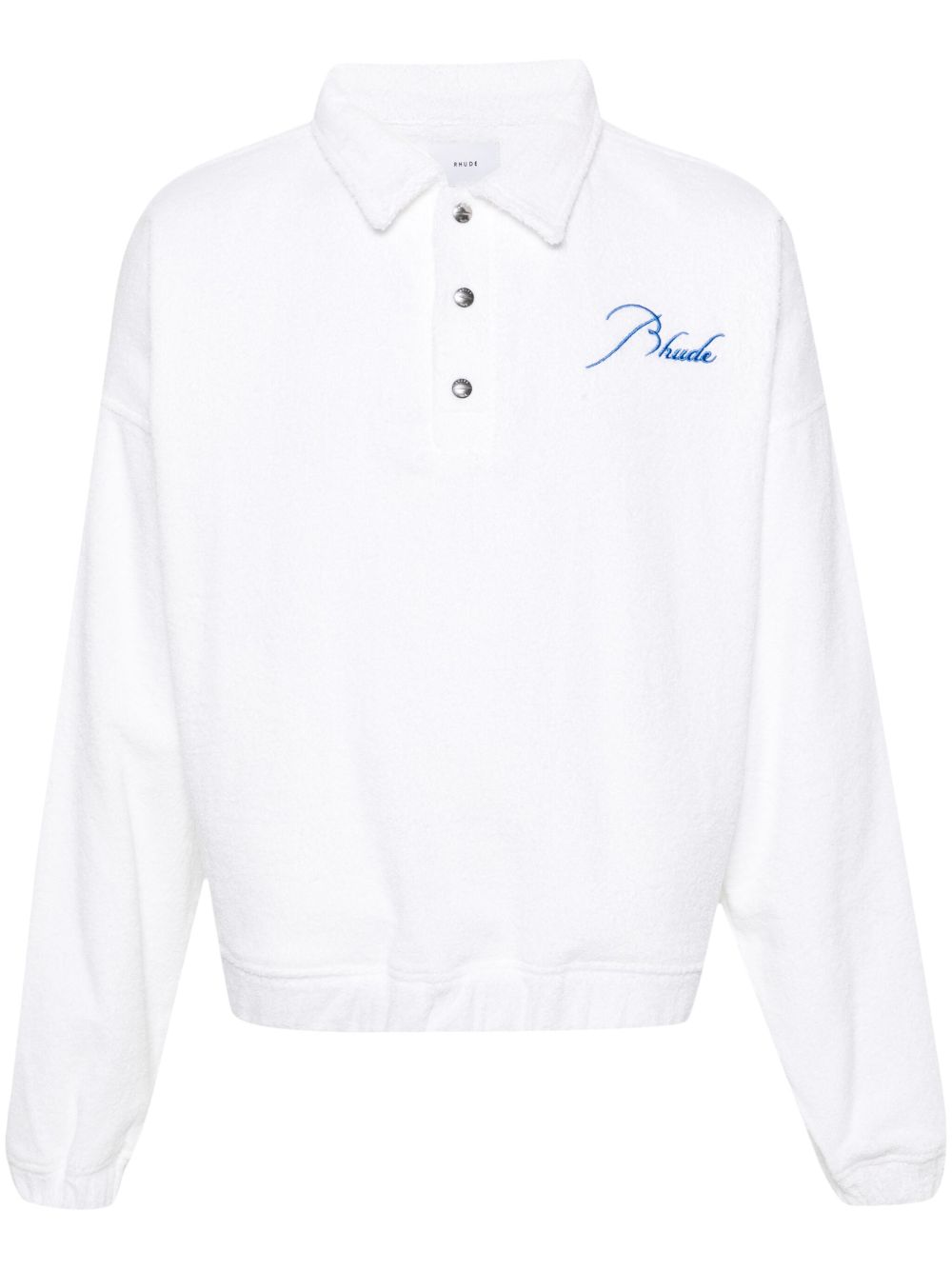 RHUDE logo刺绣毛巾布效果polo衫 - 白色